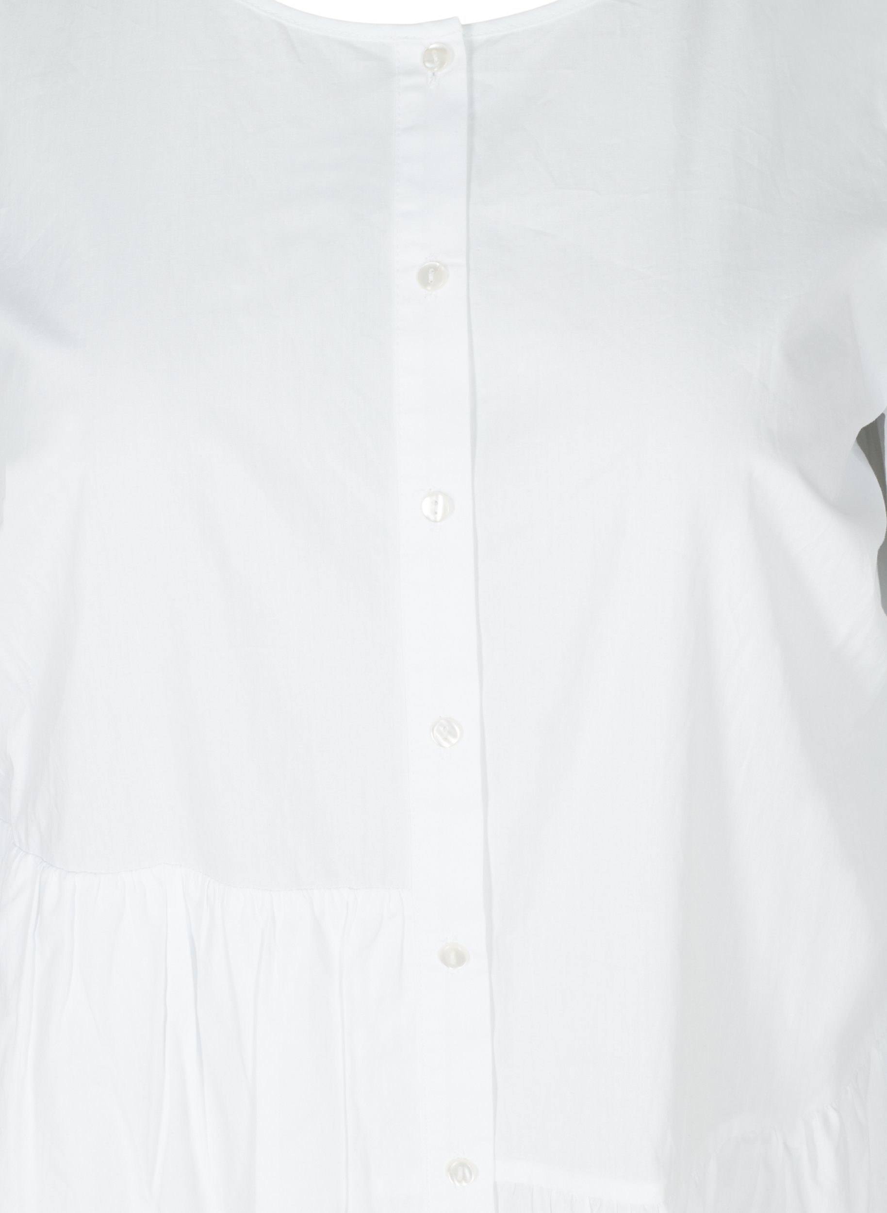 Bomulds skjortekjole med pufærmer, Bright White, Packshot image number 2