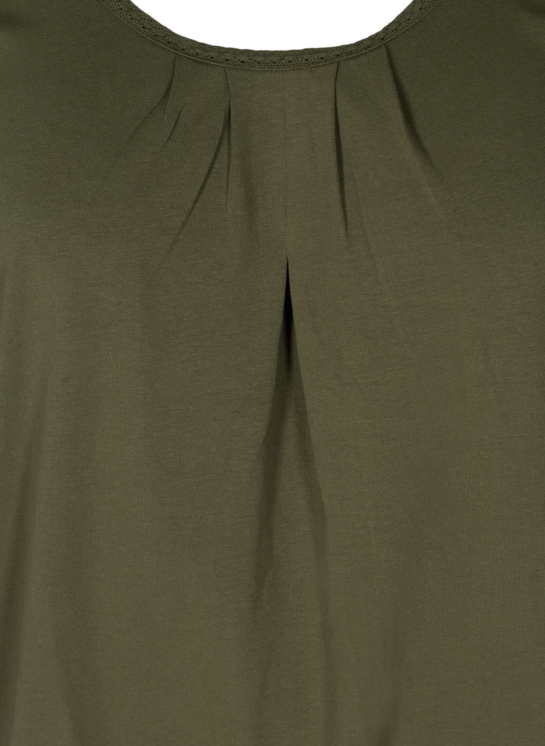 Kortærmet t-shirt med rund hals og blondekant, Ivy Green, Packshot image number 2