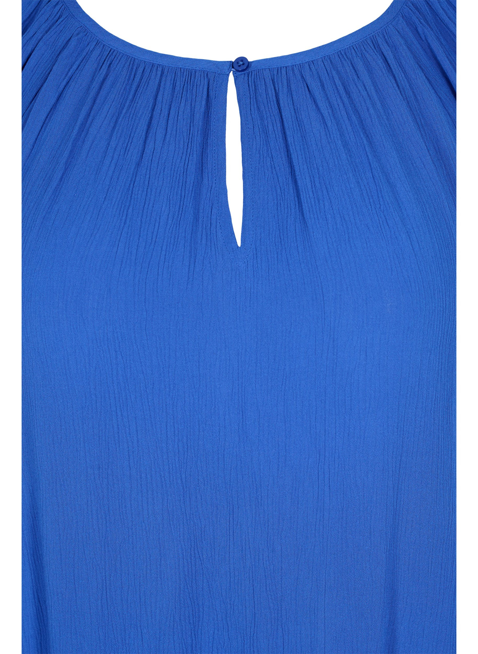 Viskose tunika med 3/4 ærmer, Dazzling Blue, Packshot image number 2