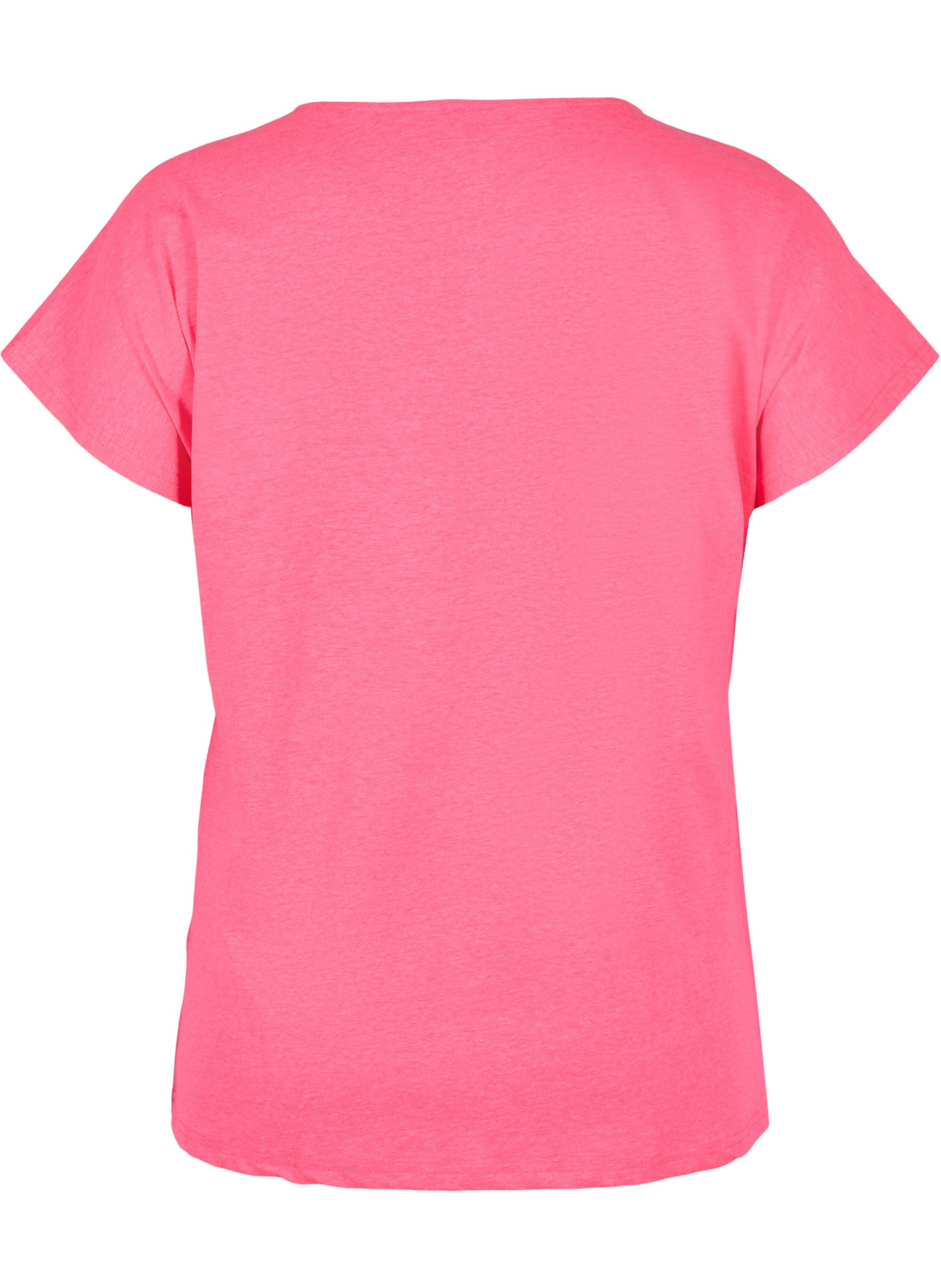 Neonfarvet t-shirt i bomuld, Neon Pink, Packshot image number 1