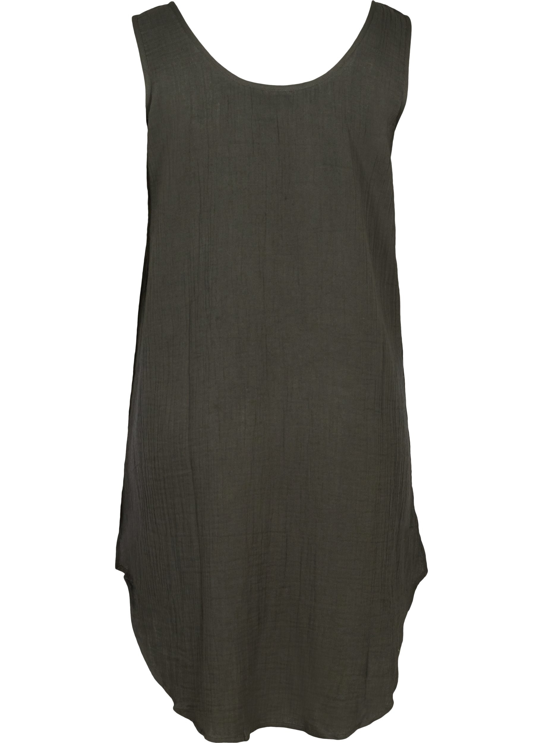 Ærmeløs bomulds kjole med a-form , Khaki As sample, Packshot image number 1