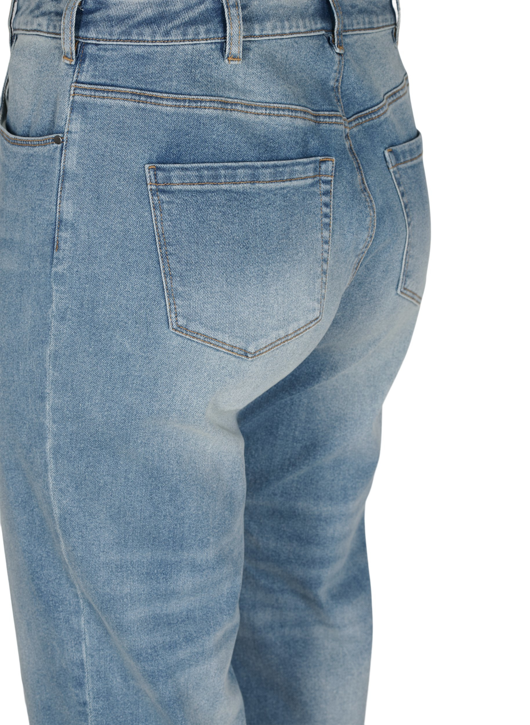 7/8 jeans med rå kanter og høj talje, Light blue denim, Packshot image number 3