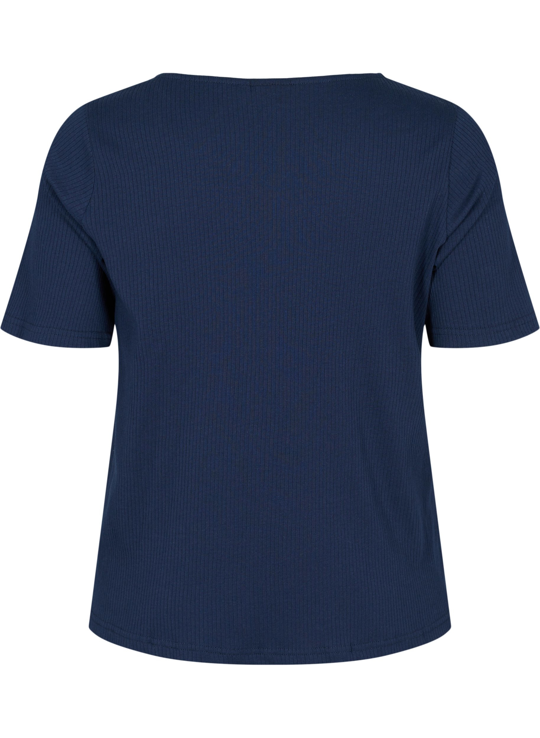 Kortærmet rib t-shirt med knapper, Navy Blazer, Packshot image number 1