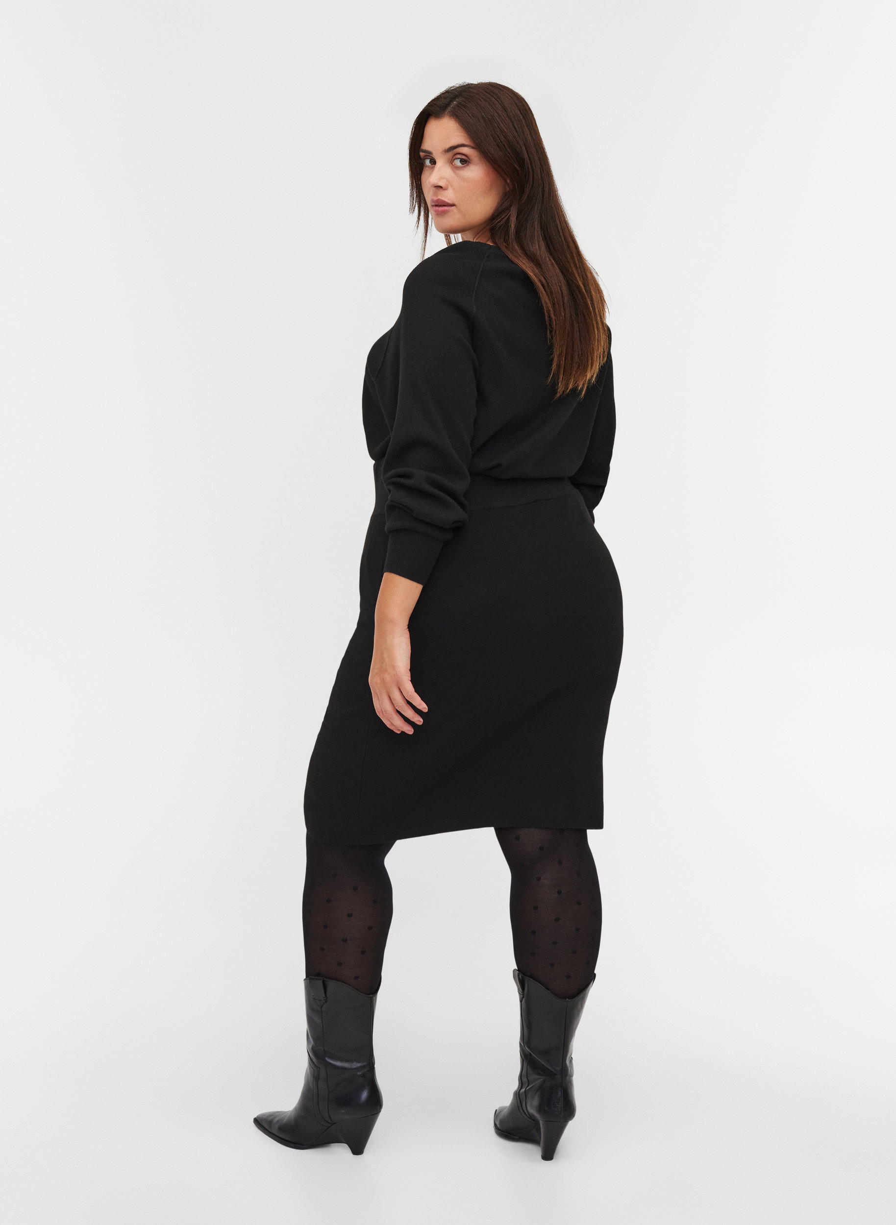 Tætsiddende nederdel i strik , Black, Model image number 1