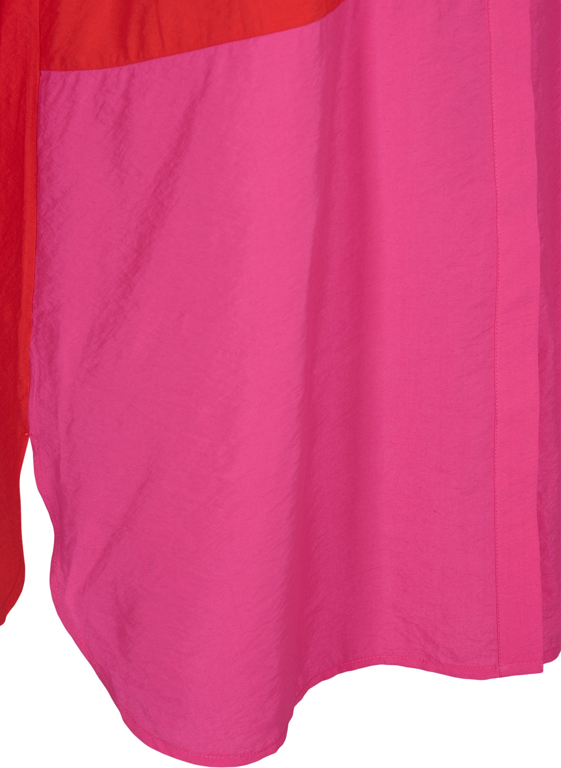 Lang skjorte med color-block , Pink Red Block, Packshot image number 3