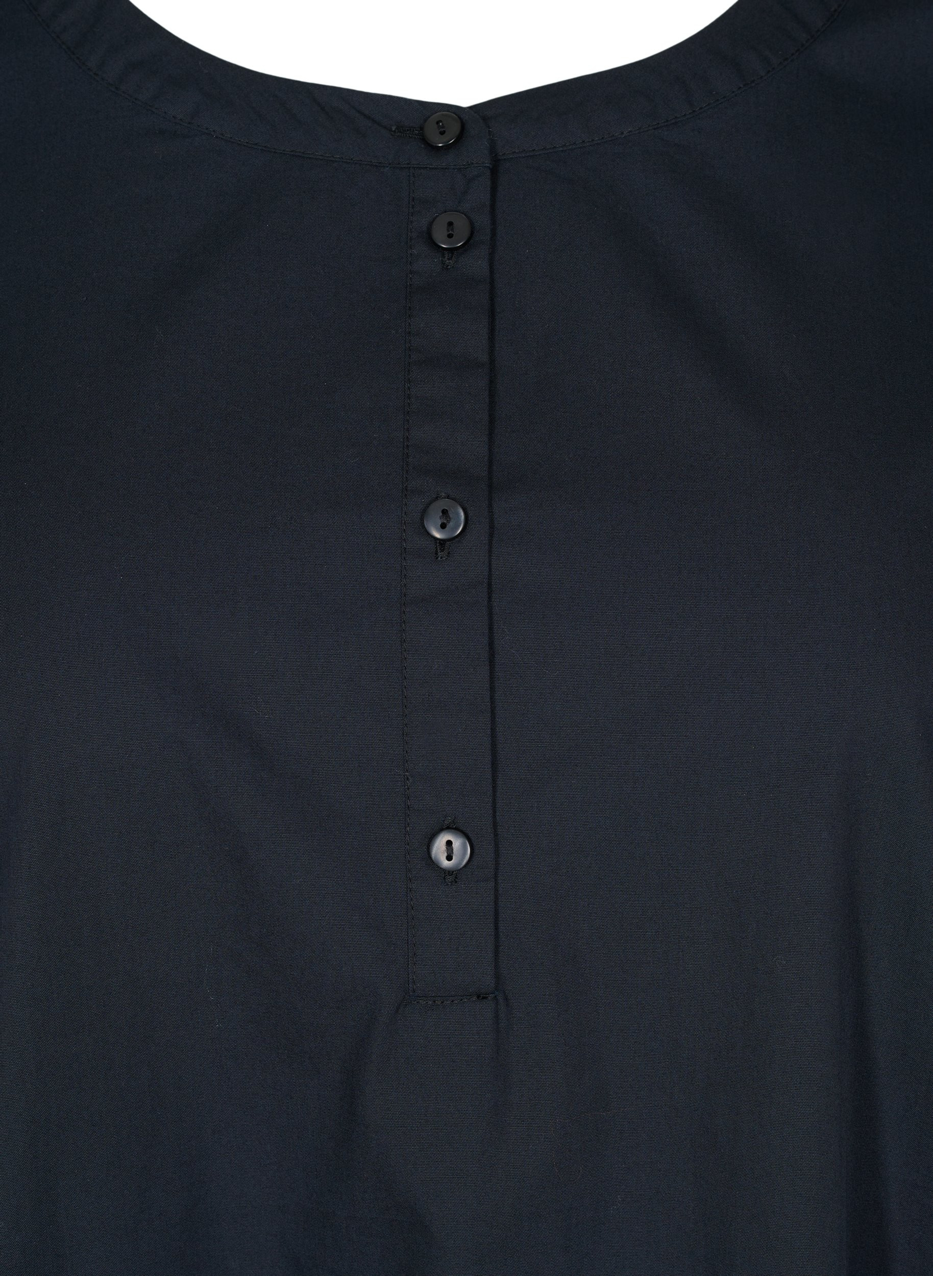 Kortærmet bomulds tunika med a-shape, Black , Packshot image number 2