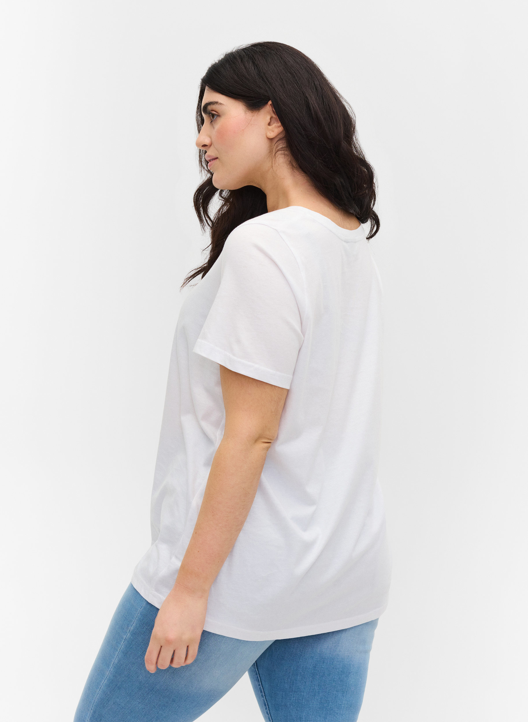 Kortærmet bomulds t-shirt med tryk, Bright White CALM, Model image number 1