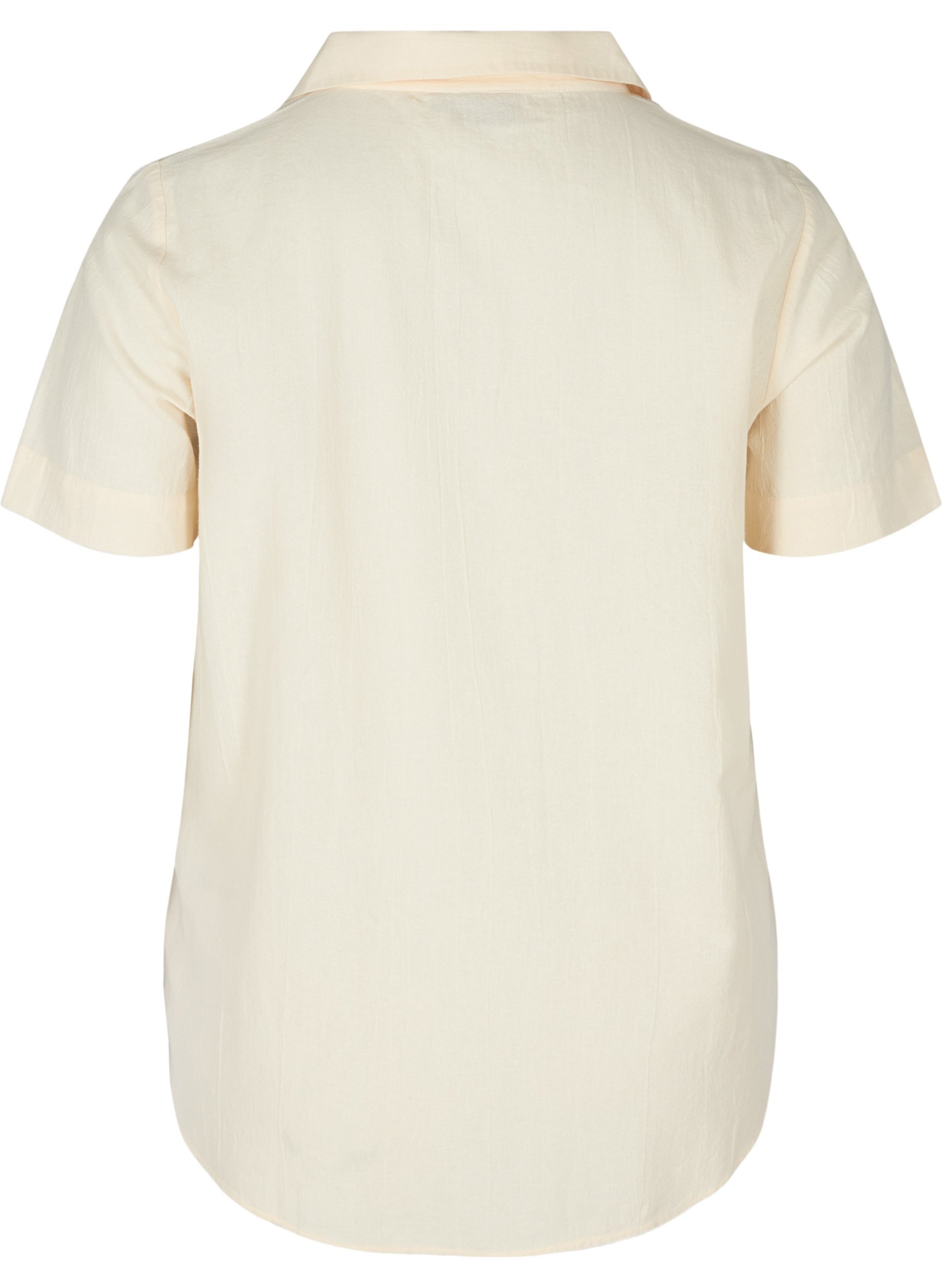 Kortærmet bluse med krave i økologisk bomuld, Mother Of Pearl, Packshot image number 1