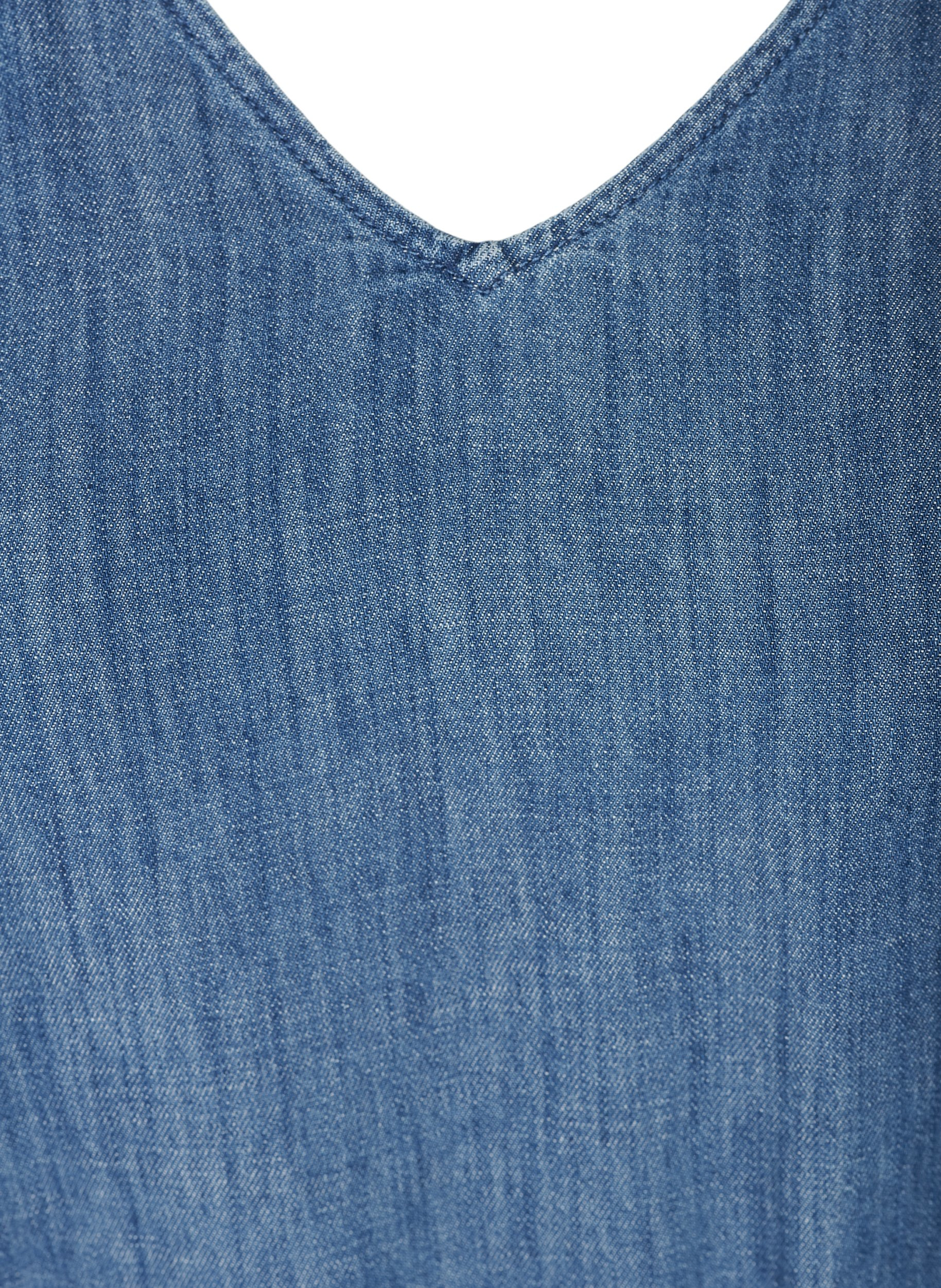 Denimkjole med bælte og 3/4 ærmer, Blue denim, Packshot image number 2