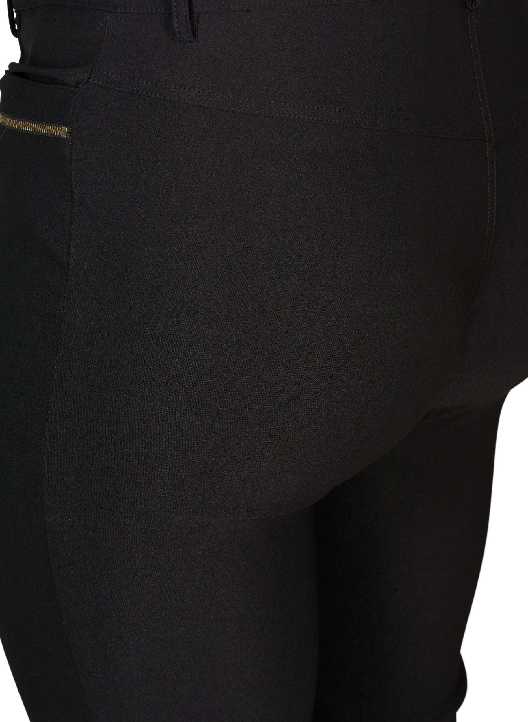 Bootcut bukser med lynlås detaljer, Black, Packshot image number 3