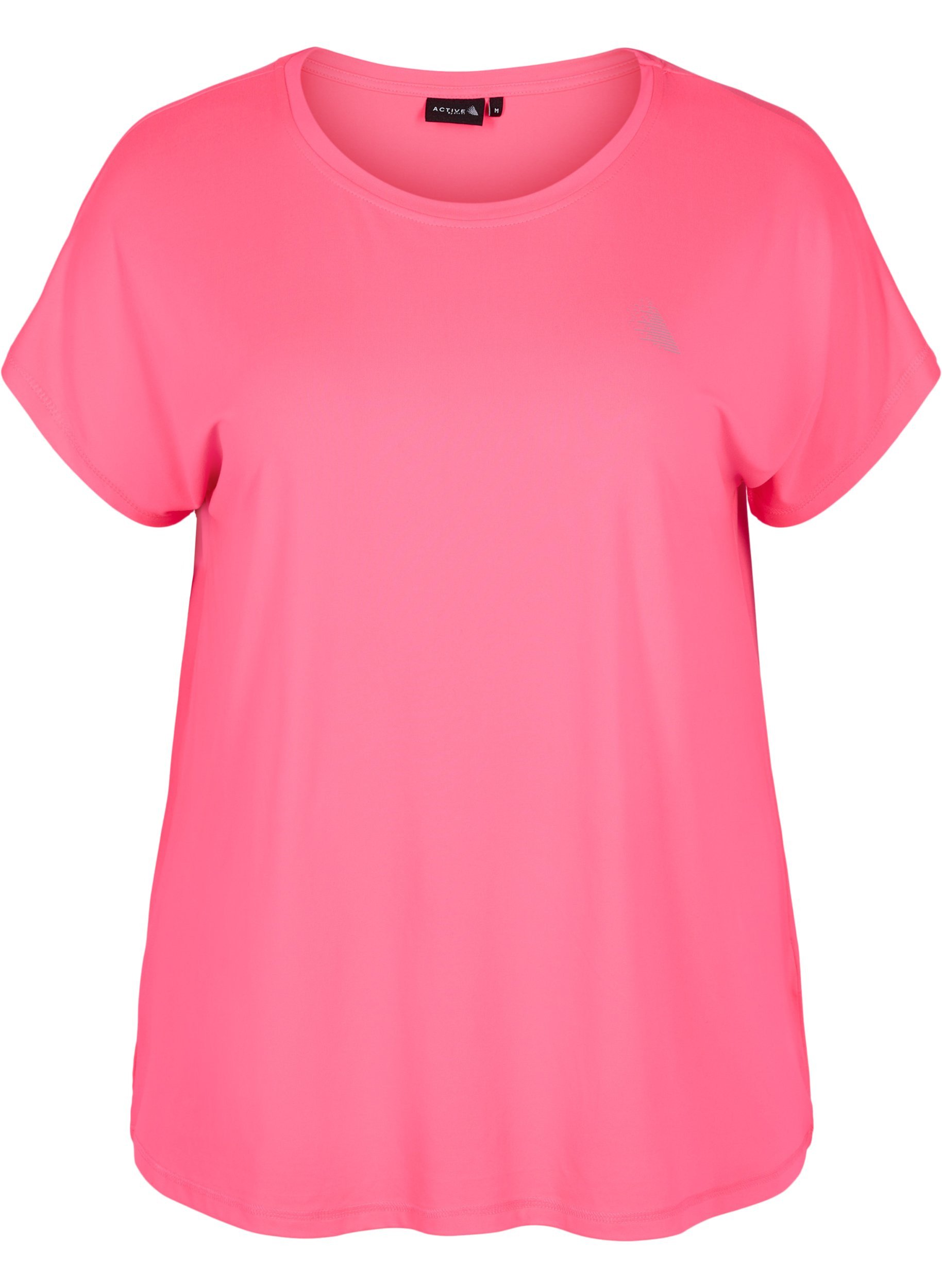 Ensfarvet trænings t-shirt, Neon pink, Packshot image number 0