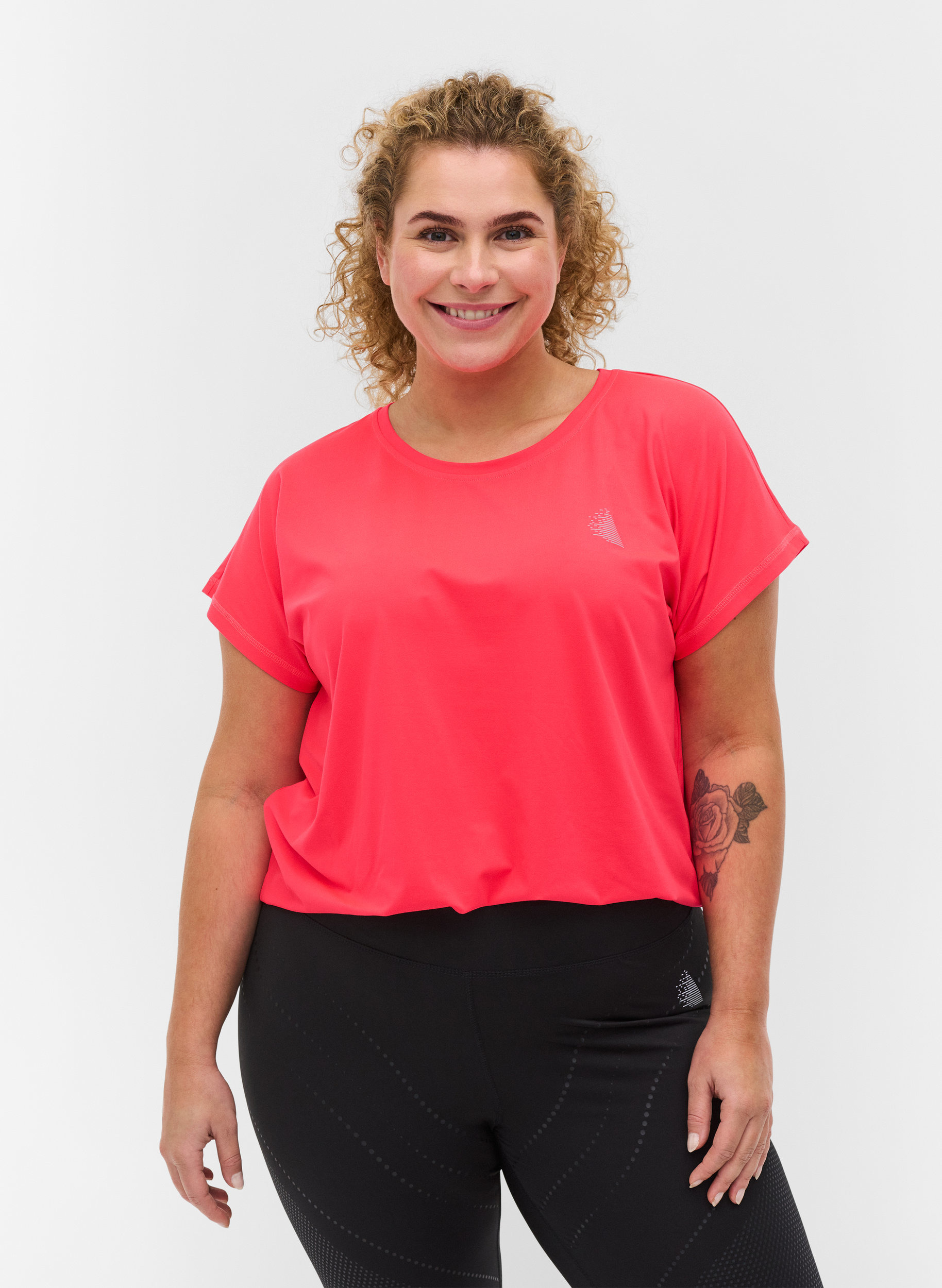 Ensfarvet trænings t-shirt, Diva Pink, Model
