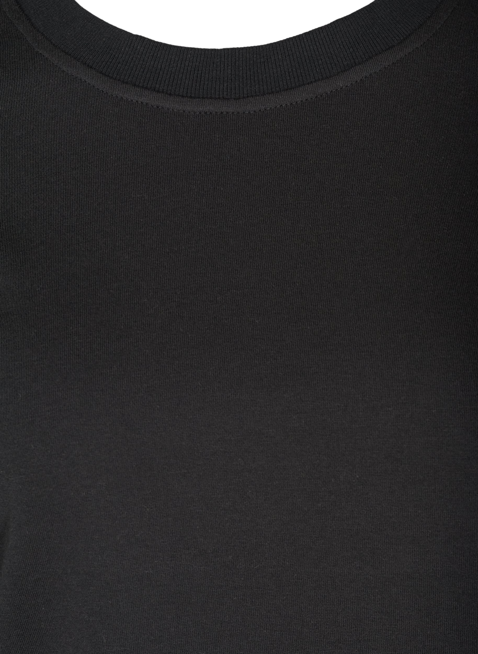 Sweatshirt med lange ærmer og ribkanter, Black, Packshot image number 2