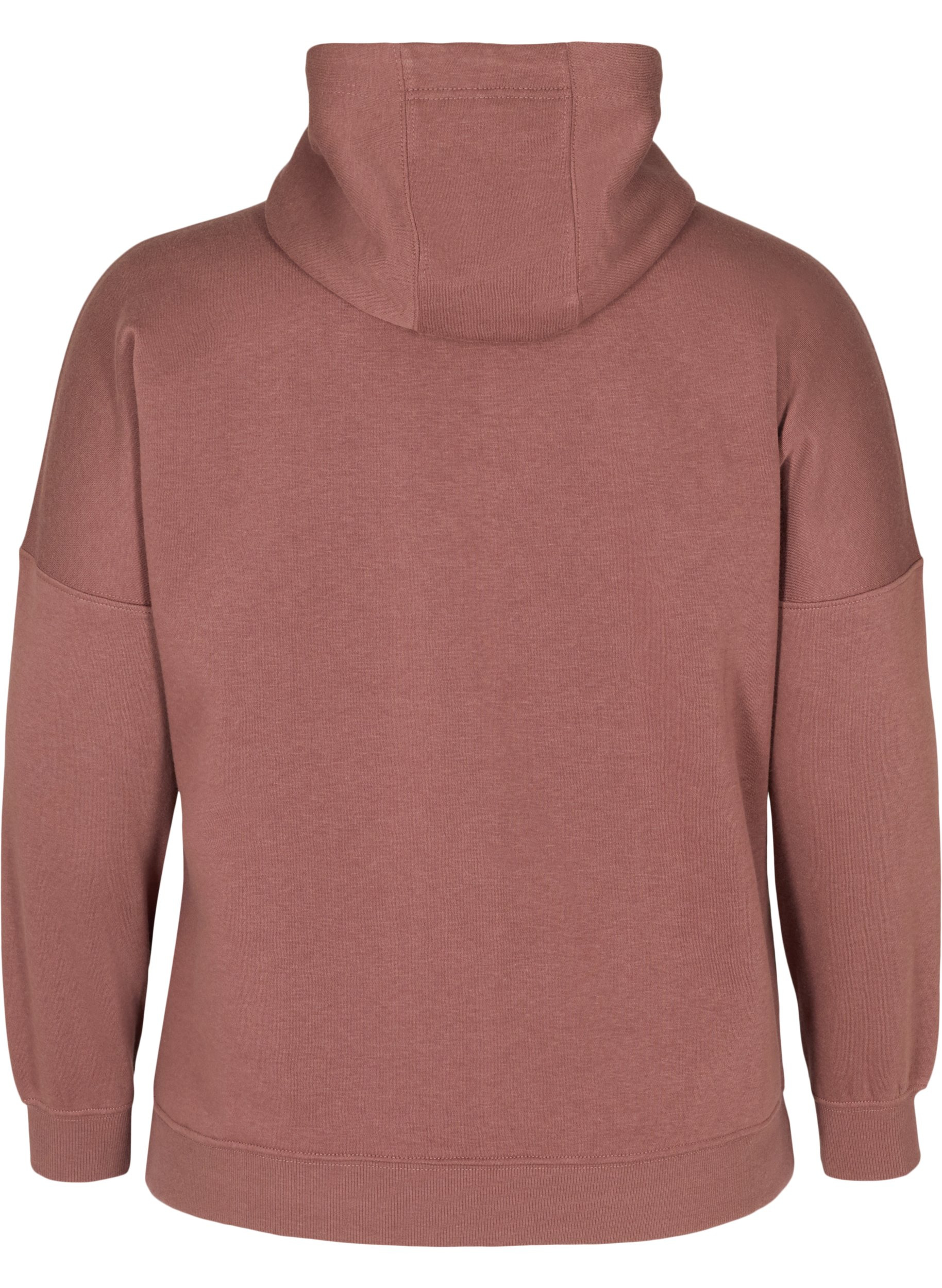 Sweatshirt med hætte og lynlås, Marron, Packshot image number 1
