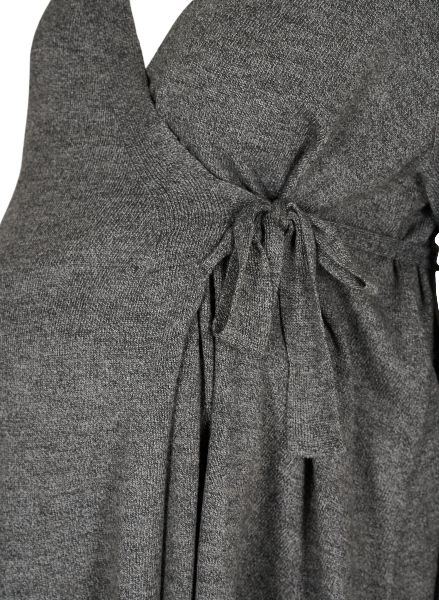 Meleret graviditets strikbluse med wrap , Medium Grey Melange, Packshot image number 2