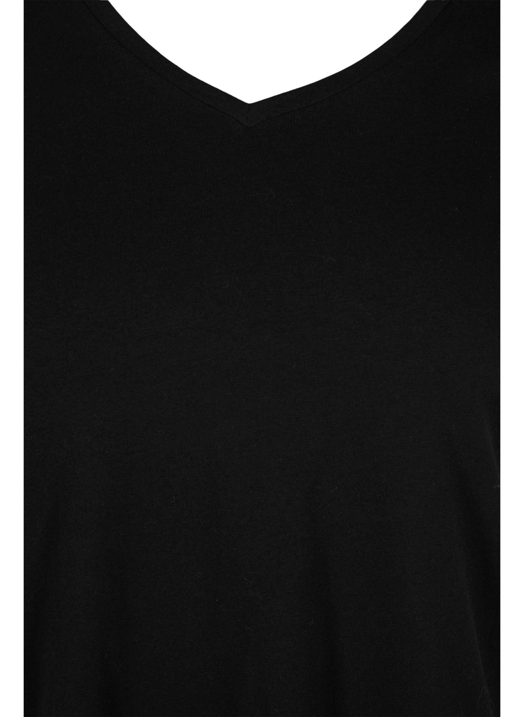 Basis t-shirt med v-hals, Black, Packshot image number 2