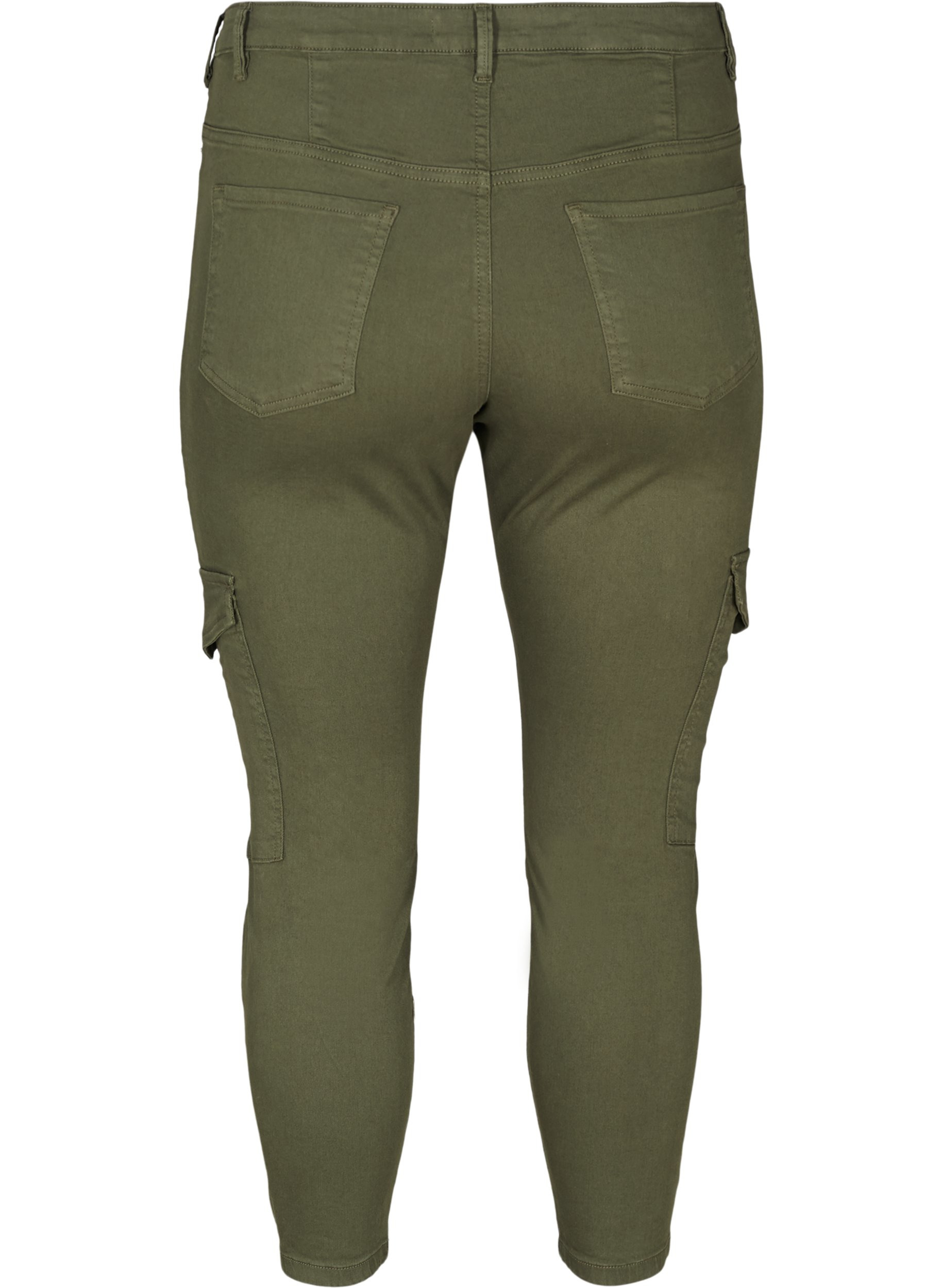 Bomulds bukser med ankellængde, Army green , Packshot image number 1