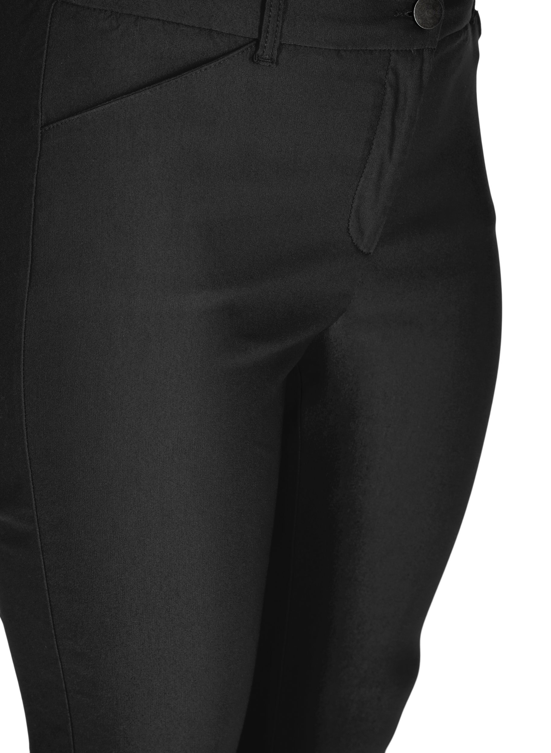 Cropped bukser med let shine, Black, Packshot image number 2