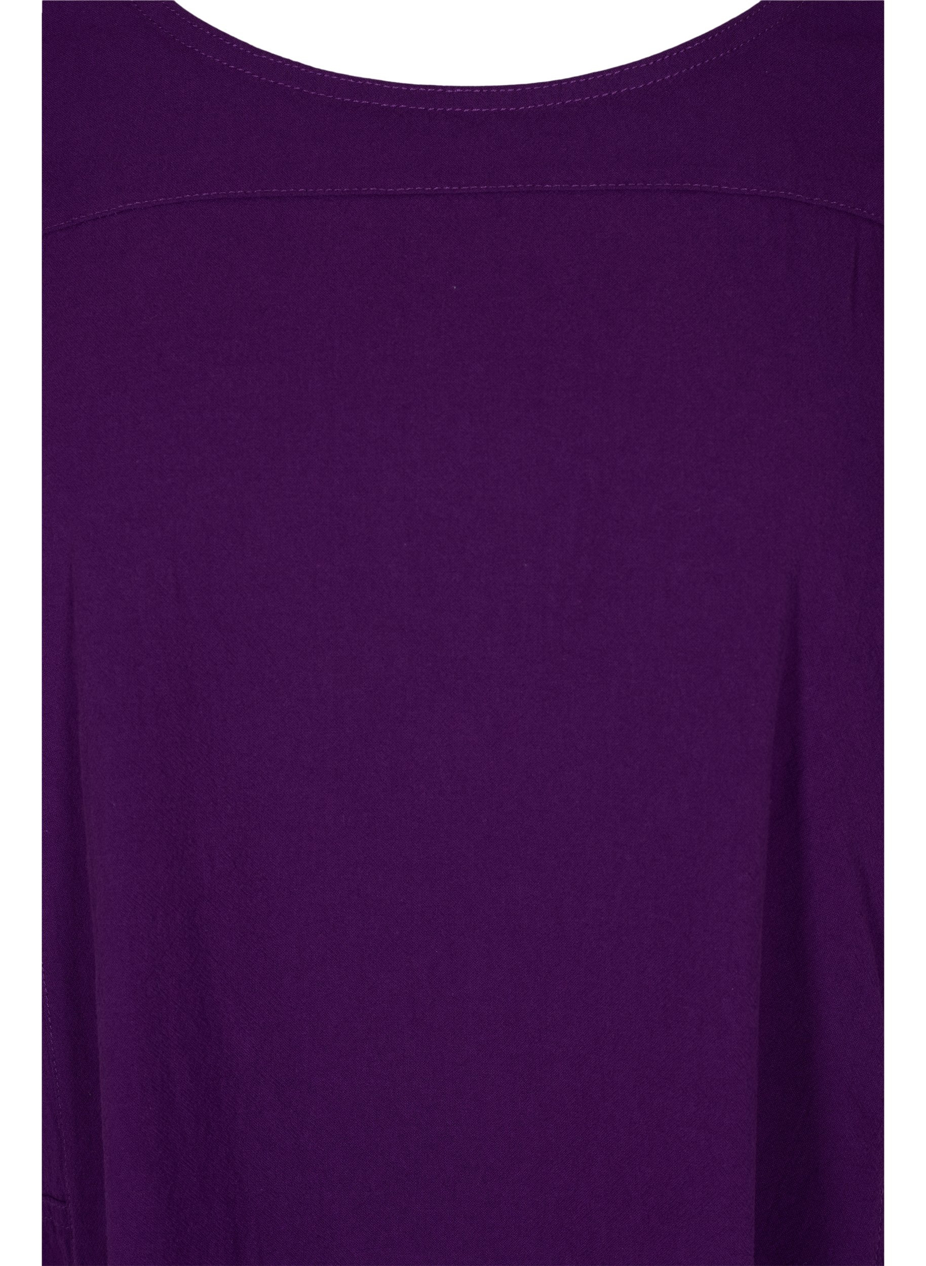 Kortærmet kjole i bomuld, Violet Indigo, Packshot image number 2
