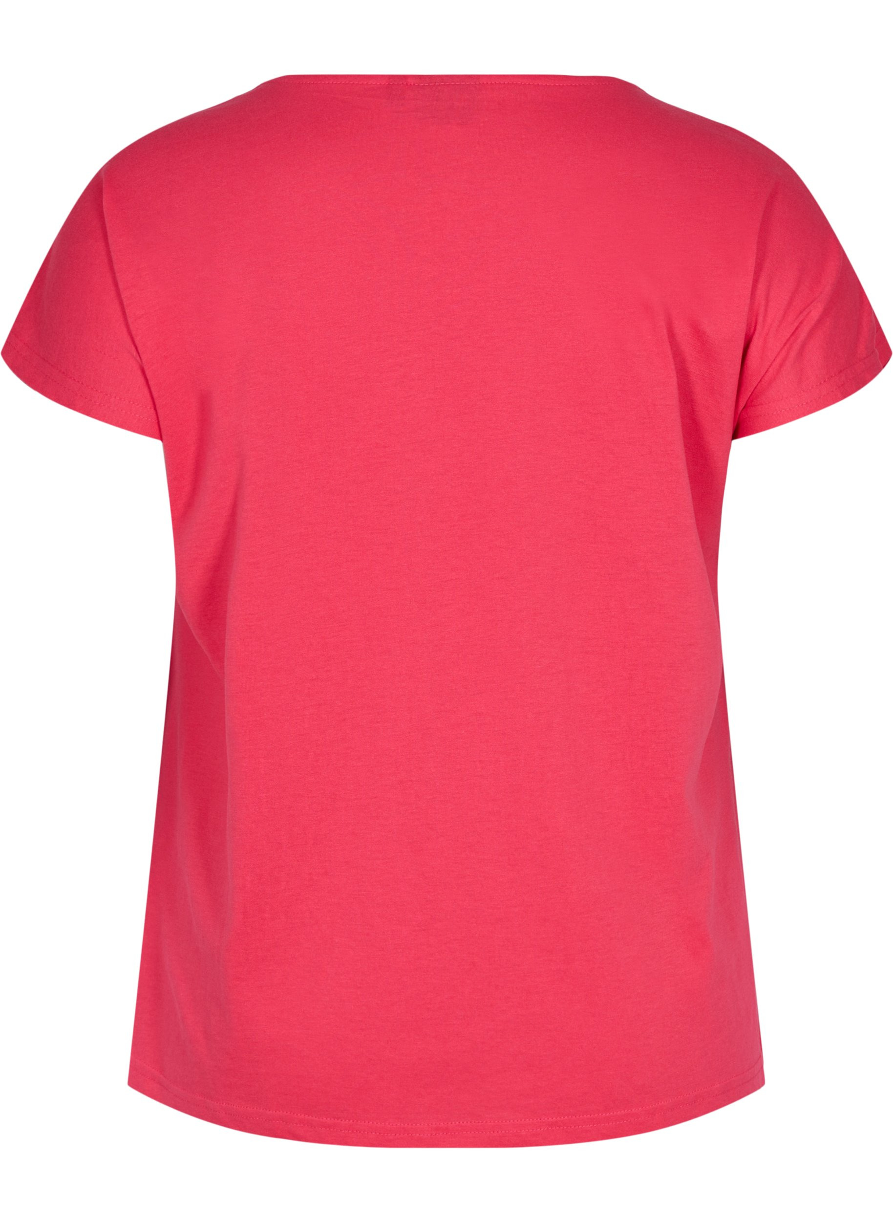 T-shirt i bomuldsmix, Raspberry, Packshot image number 1