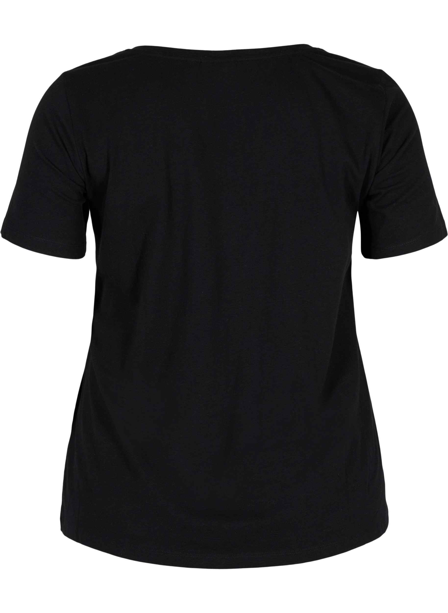 Basis t-shirt med v-hals, Black, Packshot image number 1