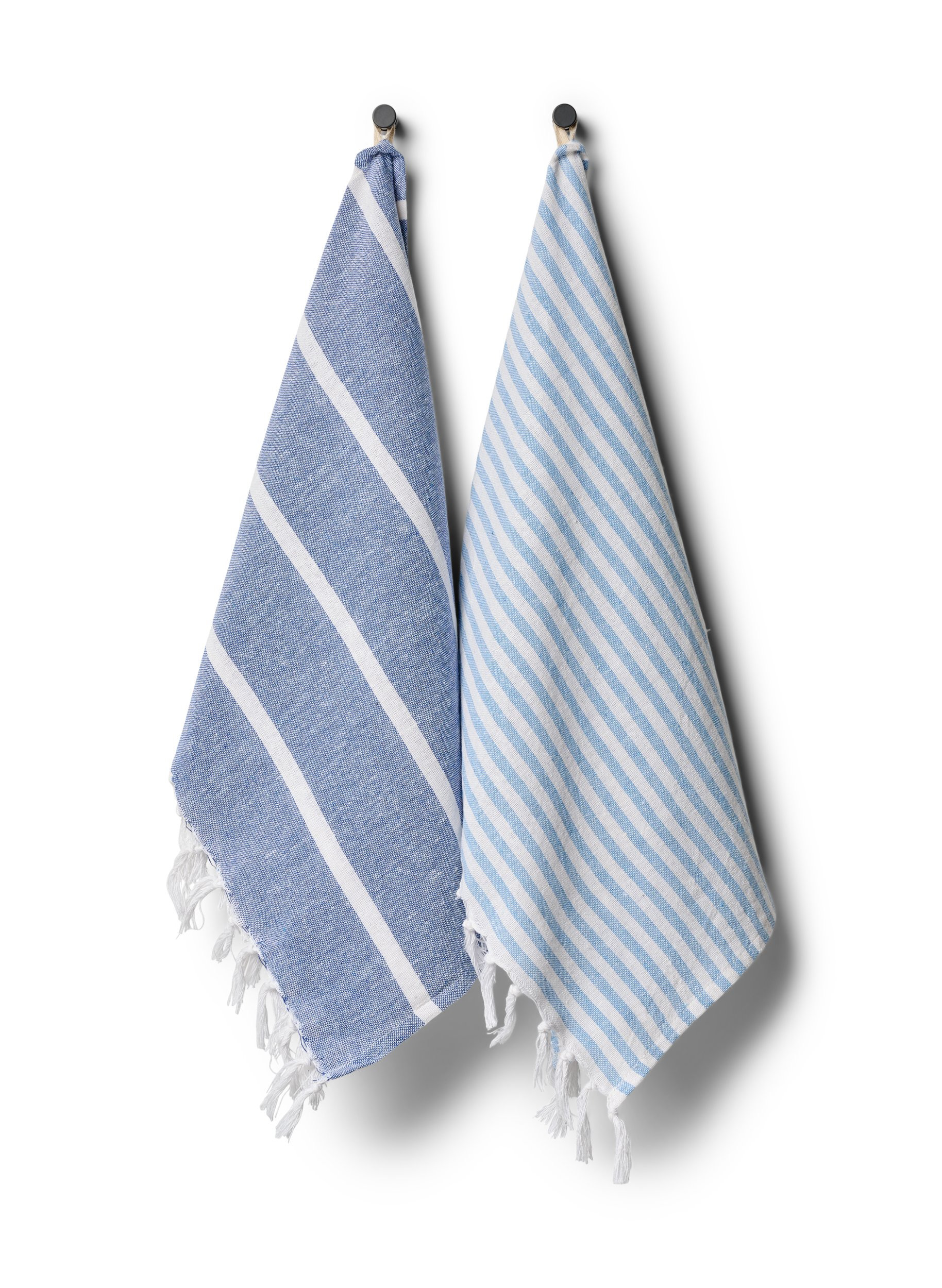 2-pak stribet håndklæde med frynser, 2-Pack Blue, Packshot image number 0