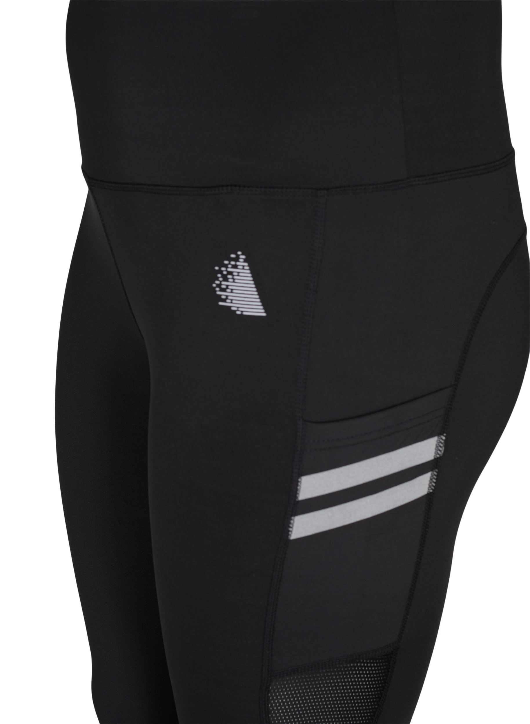 Cropped træningstights med reflex og lomme, Black/Reflex Lines, Packshot image number 2