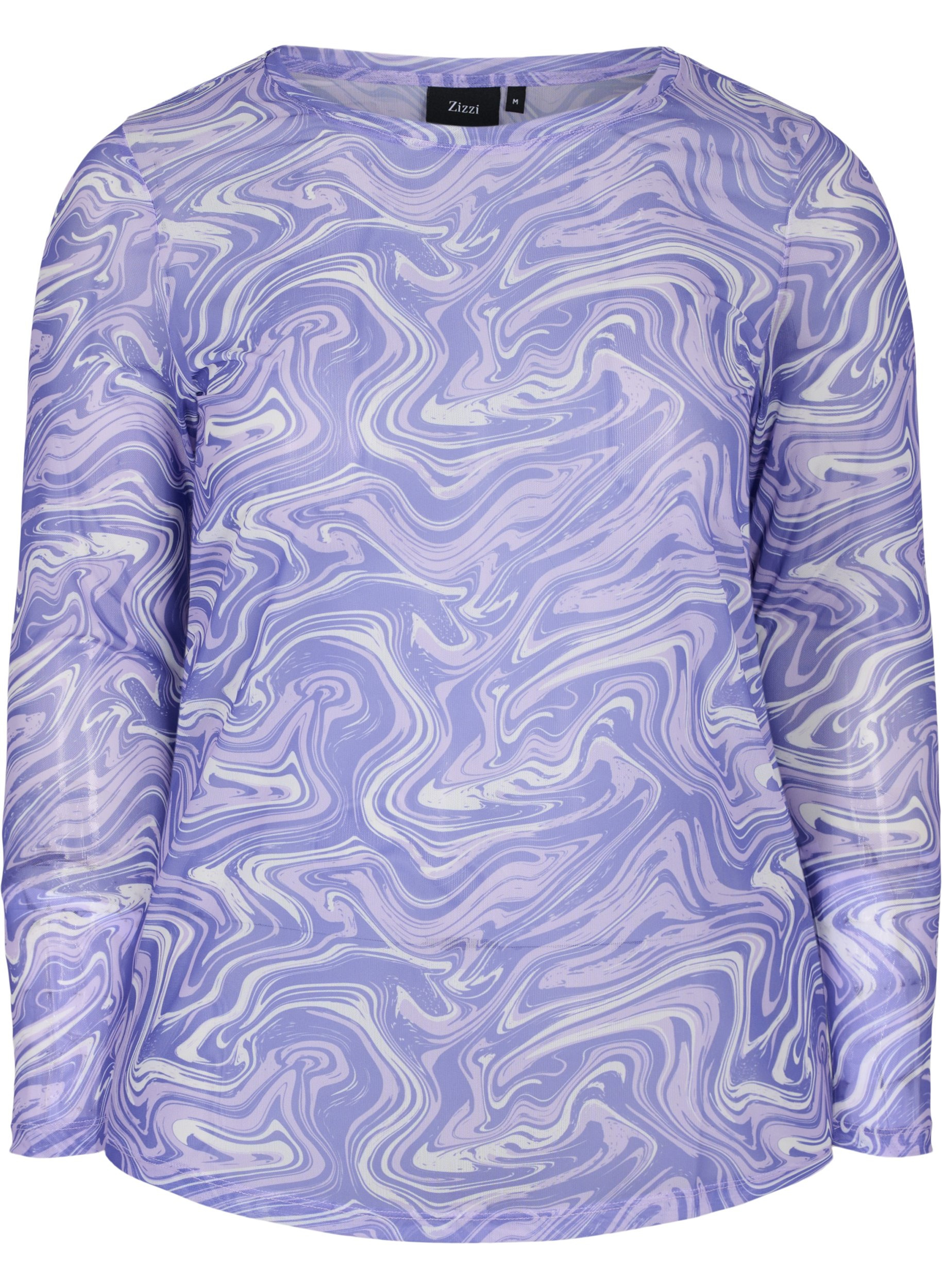 Mesh bluse med print, Lilac, Packshot image number 0