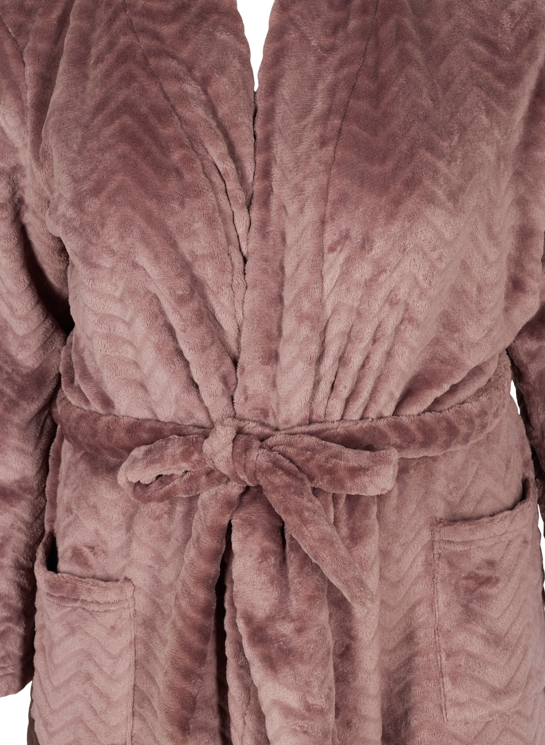 Kort mønstret morgenkåbe med lommer, Rose Taupe, Packshot image number 2