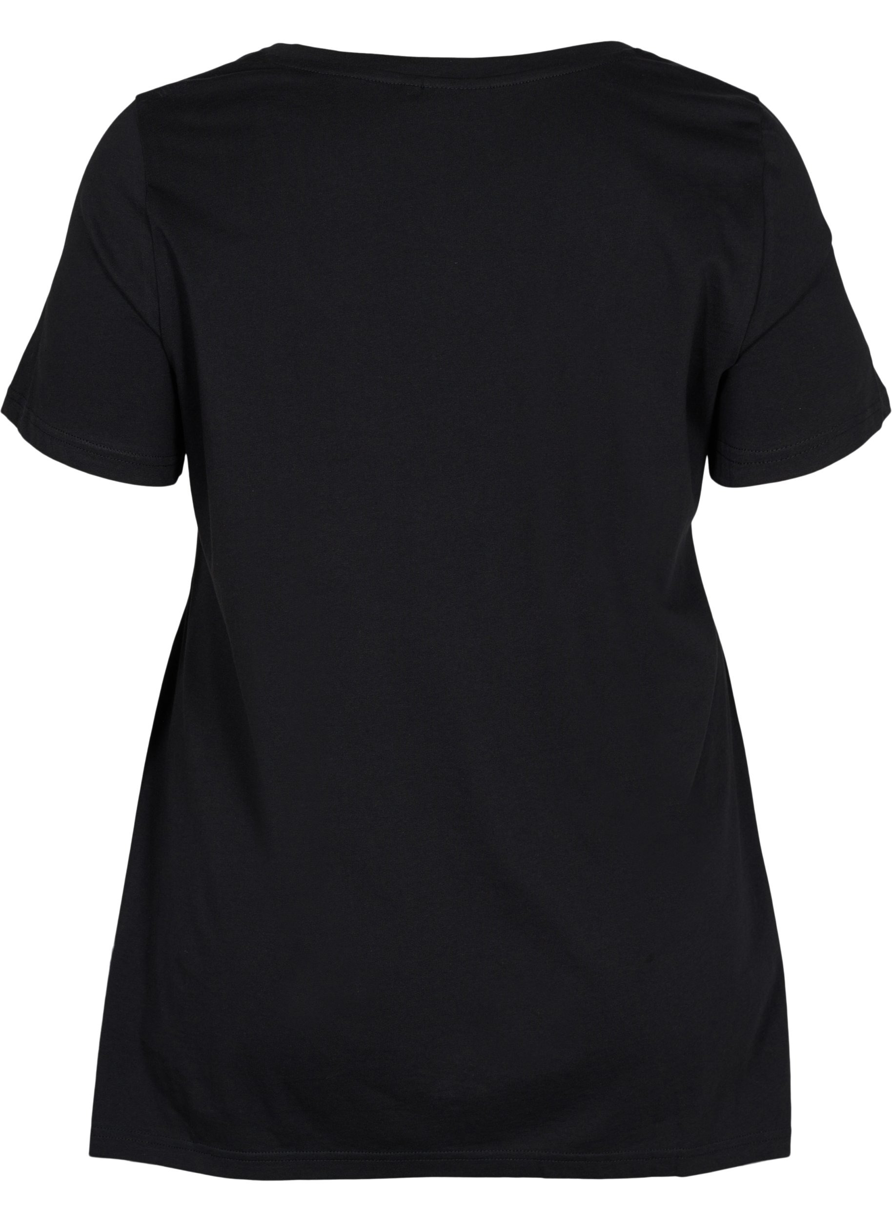 Kortærmet bomulds t-shirt med a-form, Black FIERCE, Packshot image number 1