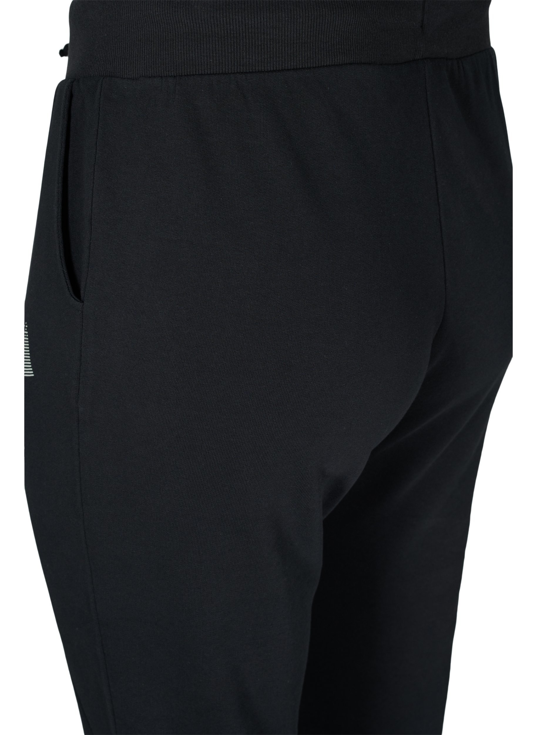 Ensfarvede træningsbukser med lommer, Black, Packshot image number 3