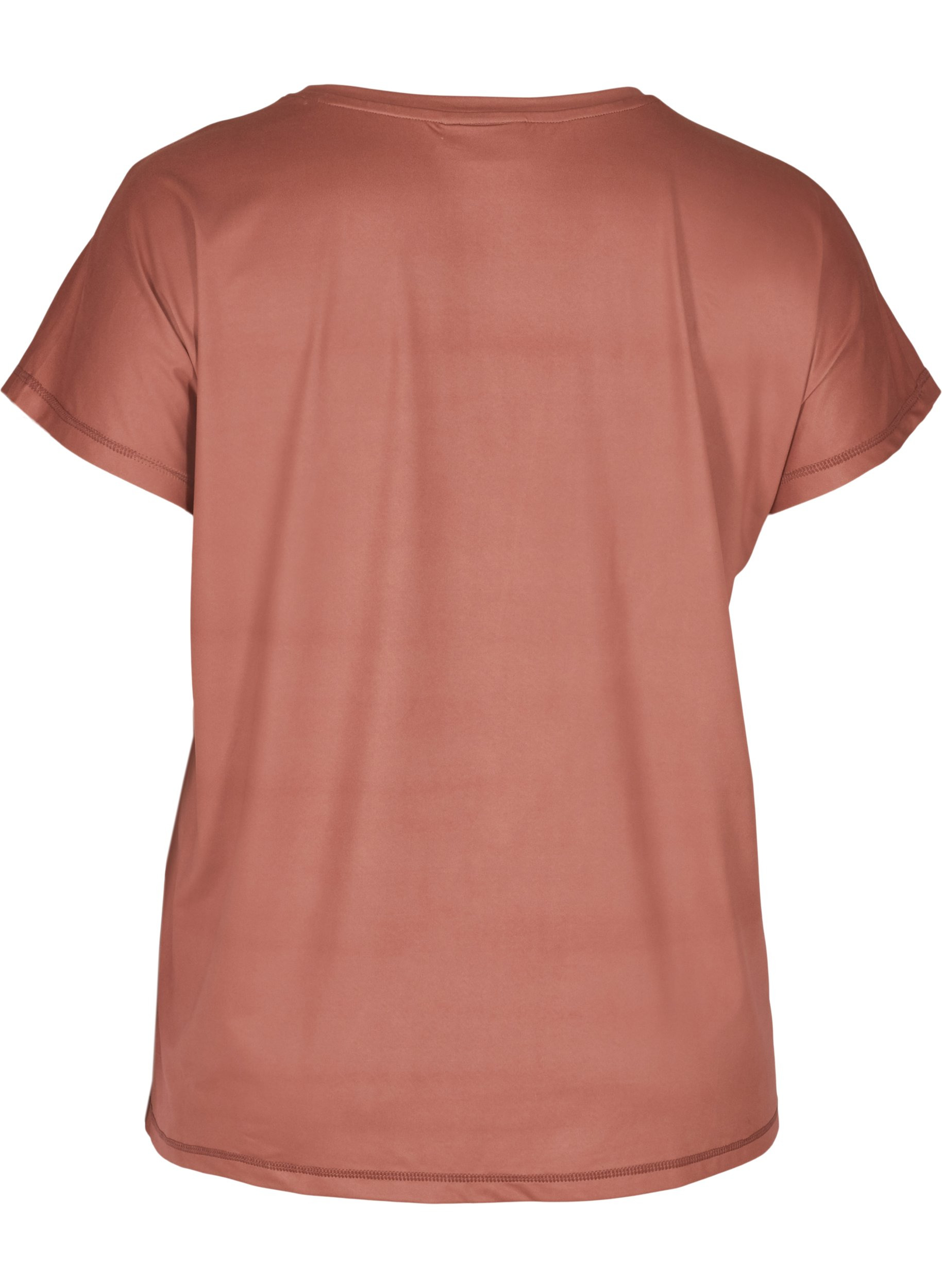 Ensfarvet trænings t-shirt, Mahogany, Packshot image number 1