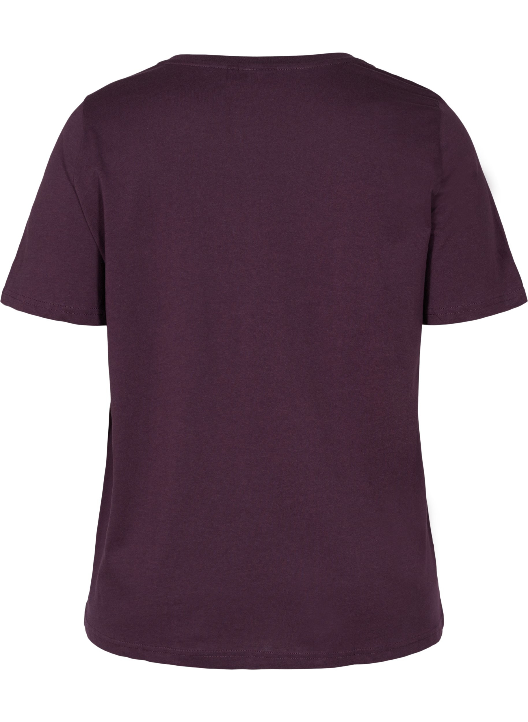 T-shirt i økologisk bomuld med v-udskæring, Plum Perfect, Packshot image number 1