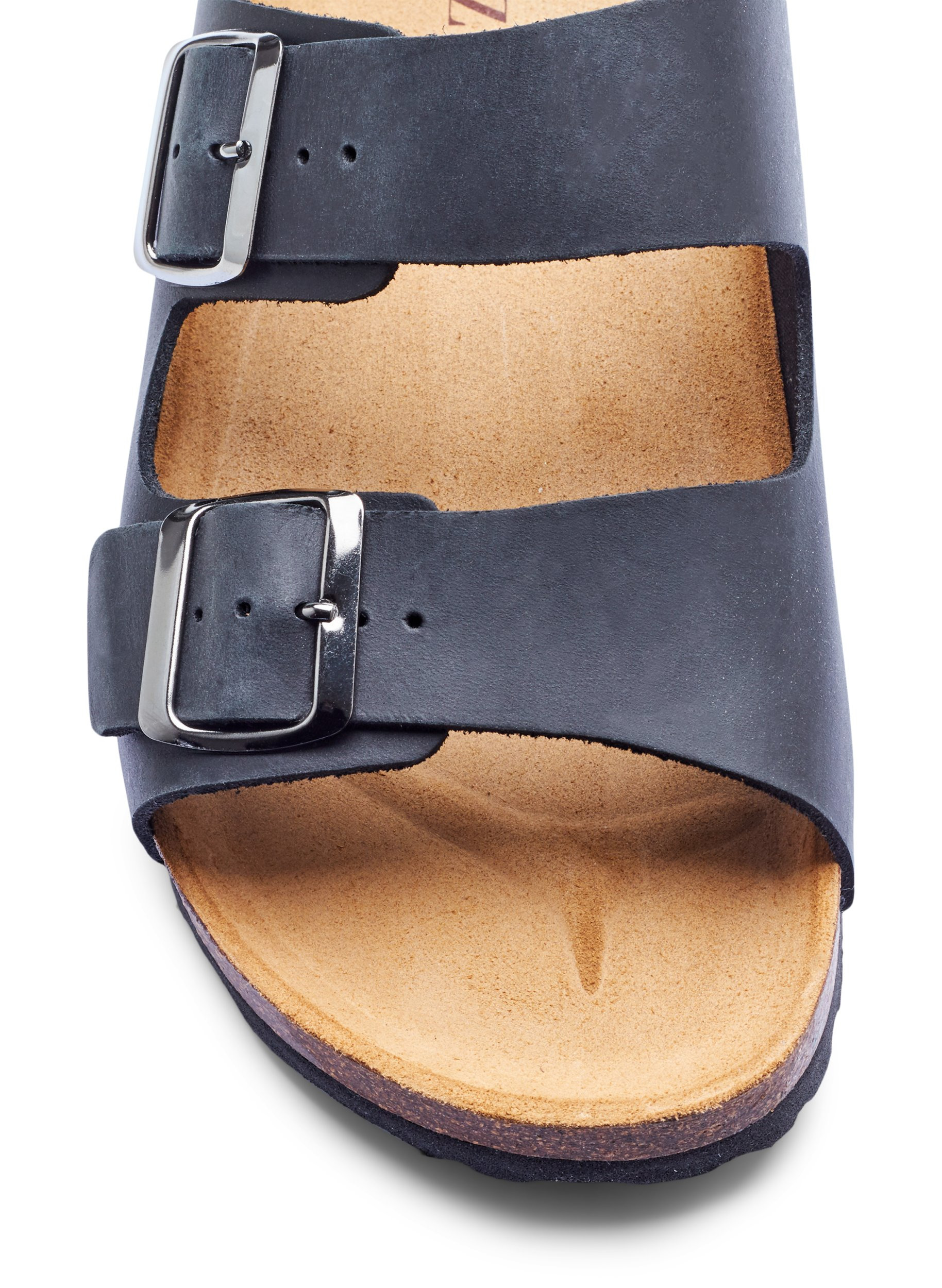 Læder sandaler med bred pasform , Black, Packshot image number 2