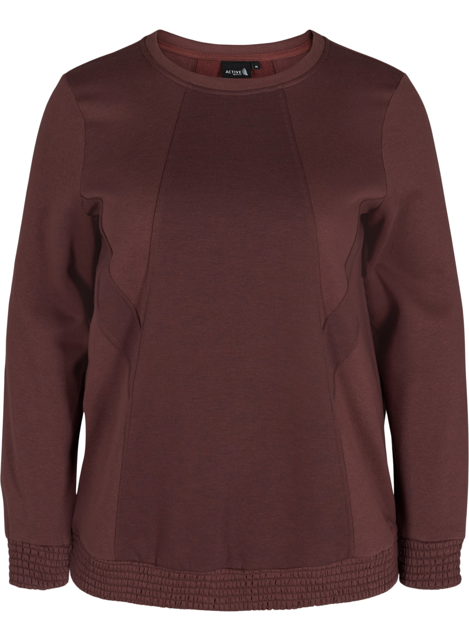 Sweatshirt med rund hals og smock, Decadent Chocolate, Packshot image number 0