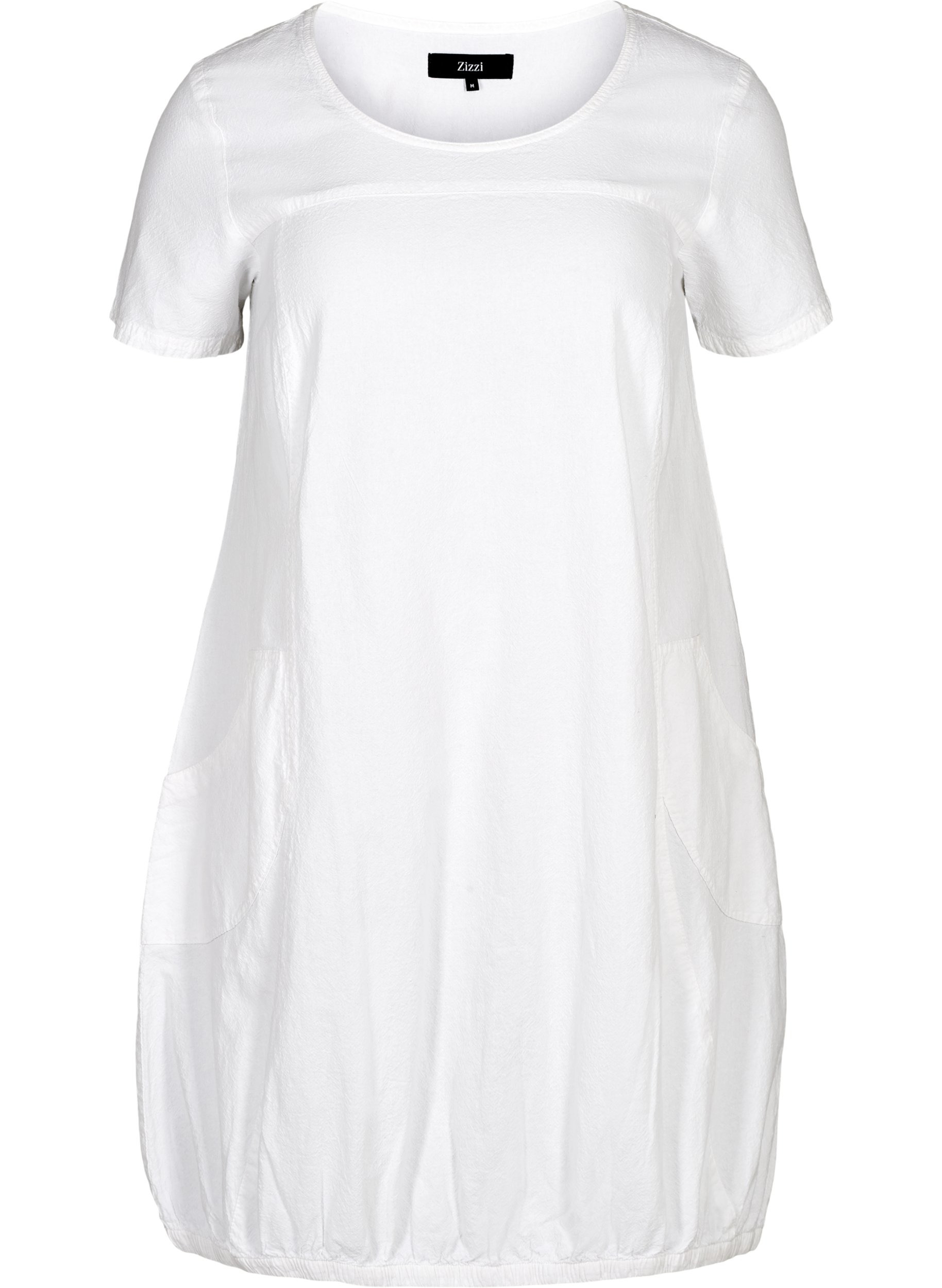 Kortærmet kjole i bomuld, White
