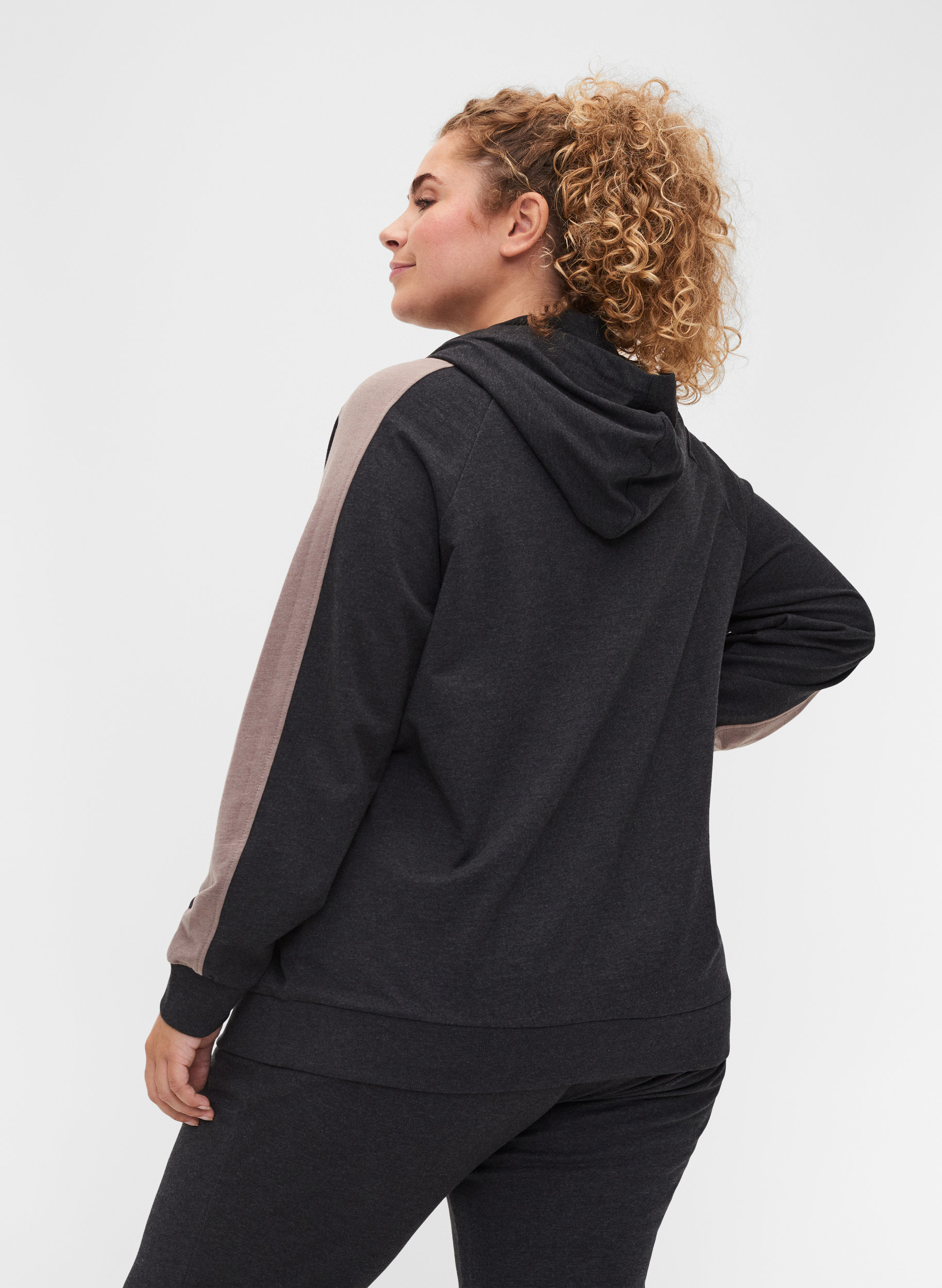 Sweatshirt med lynlås og hætte, Black, Model image number 1