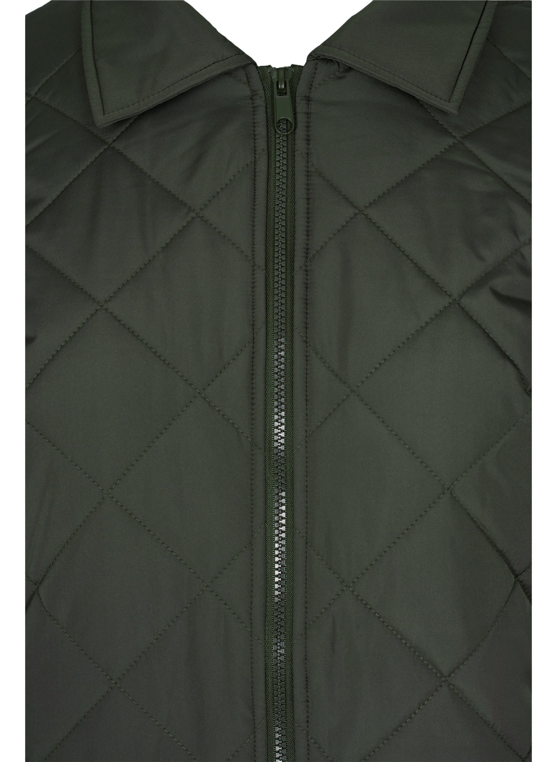 Kort quiltet jakke med krave, Forest Night, Packshot image number 2