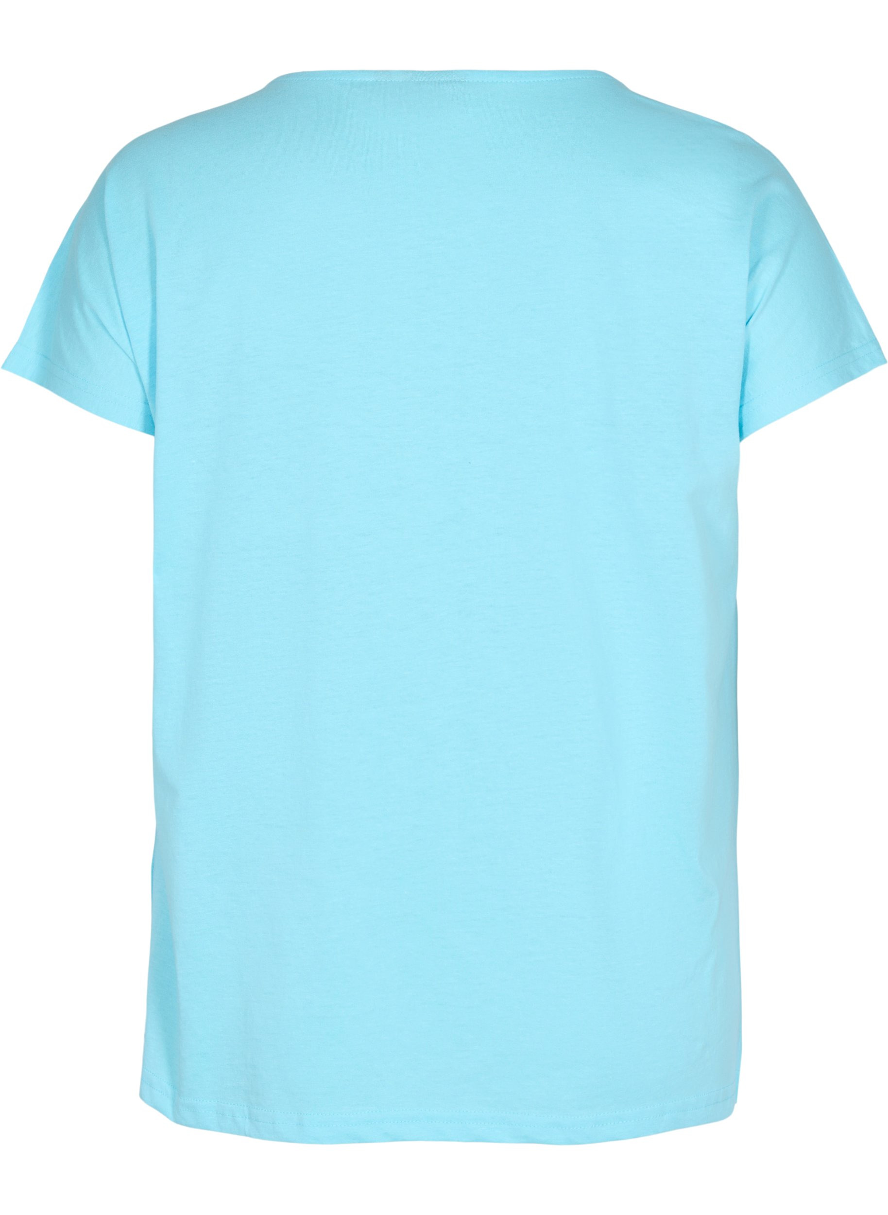 T-shirt i bomuldsmix, Blue Topaz, Packshot image number 1