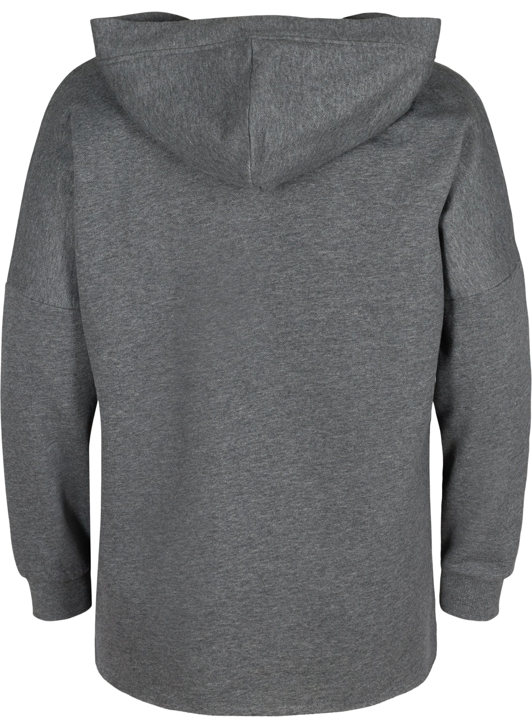 Sweatshirt med hætte og slids, Dark Grey Melange, Packshot image number 1