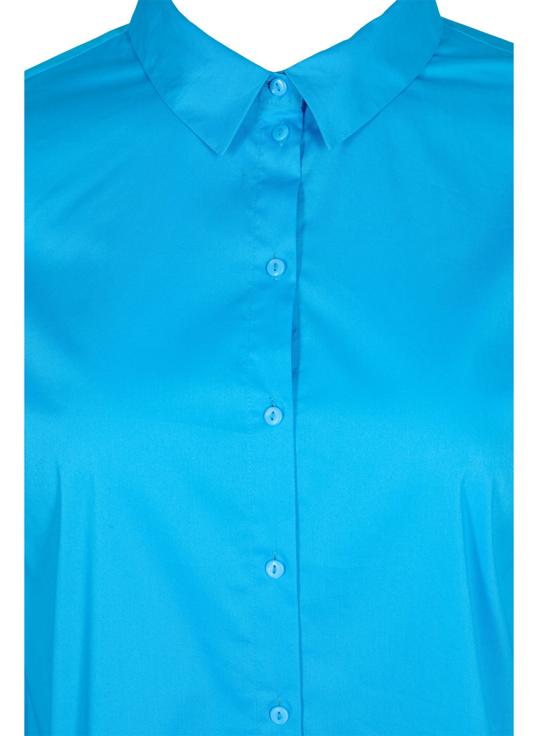 Langærmet skjorte med høj cuff, Dresden Blue, Packshot image number 2