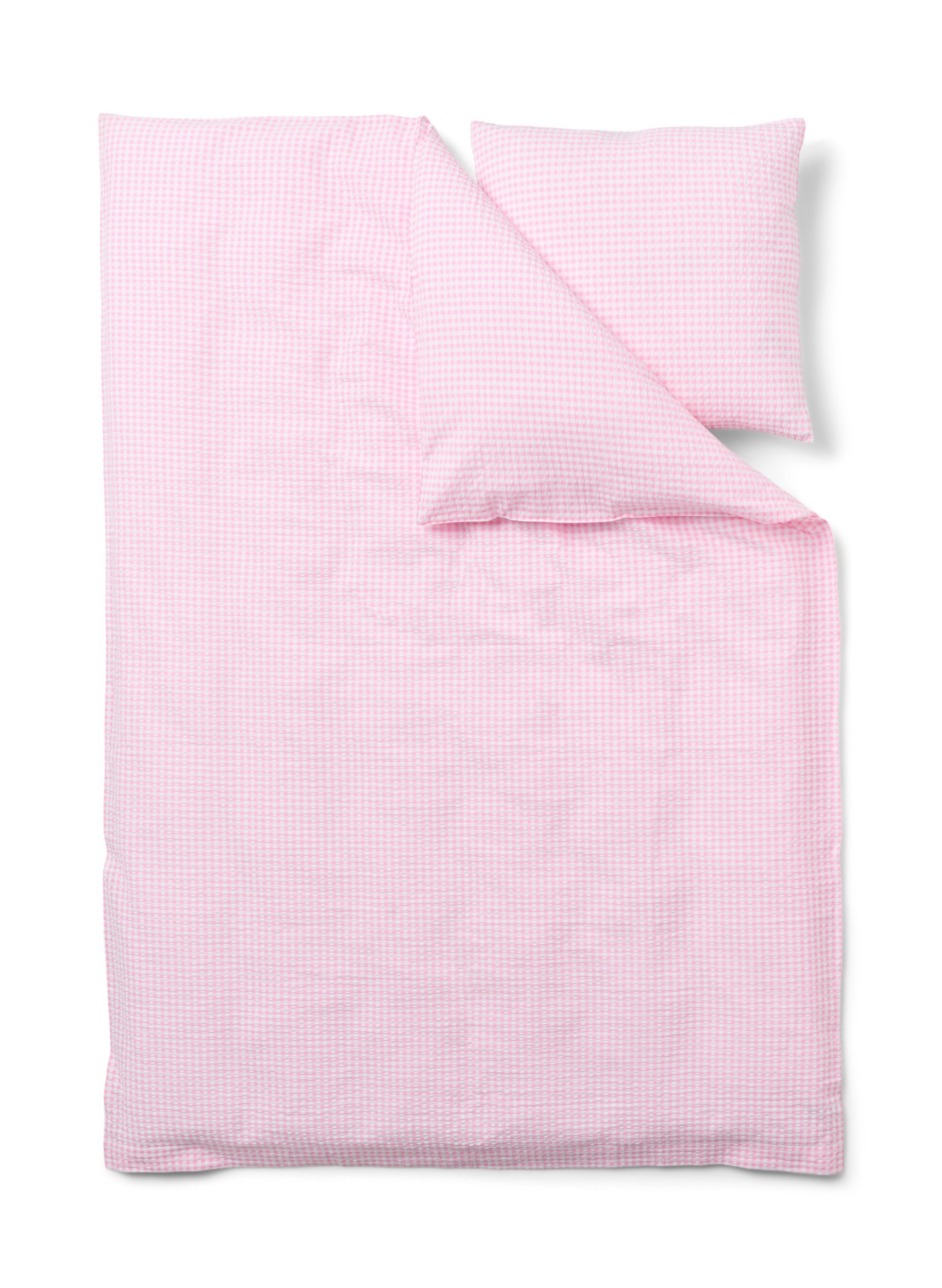 Ternet sengesæt i bomuld, Rose/White Check, Packshot image number 1