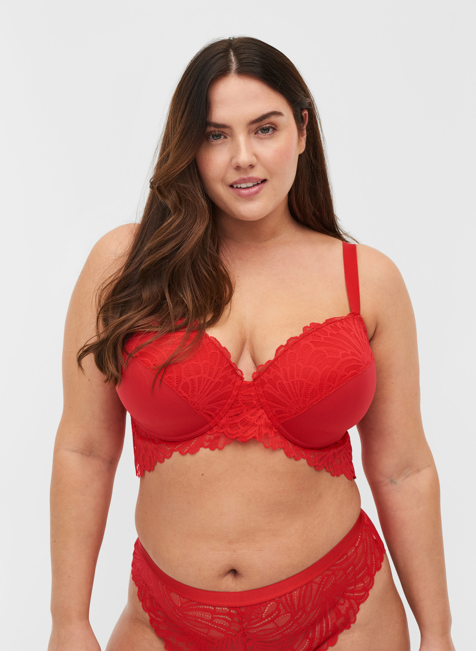 Alma bh med bøjle og blonder, True Red , Model image number 0