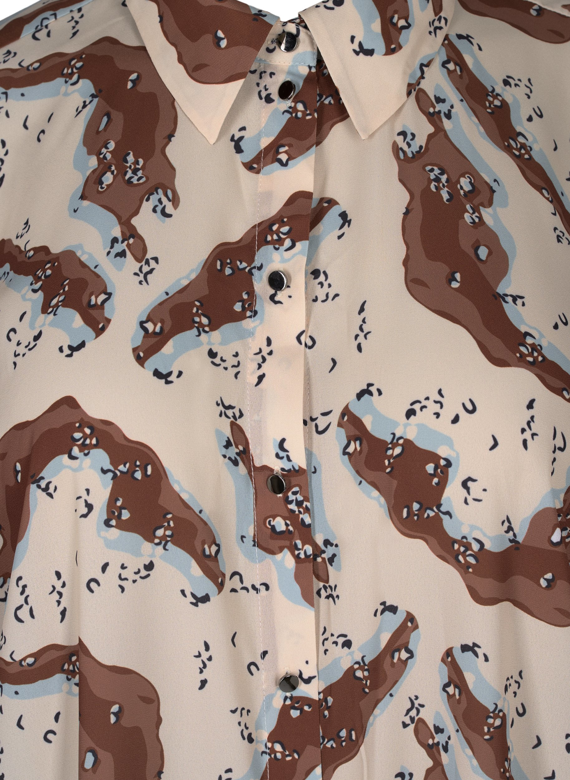 Mønstret midikjole med knapper, Camouflage AOP, Packshot image number 2