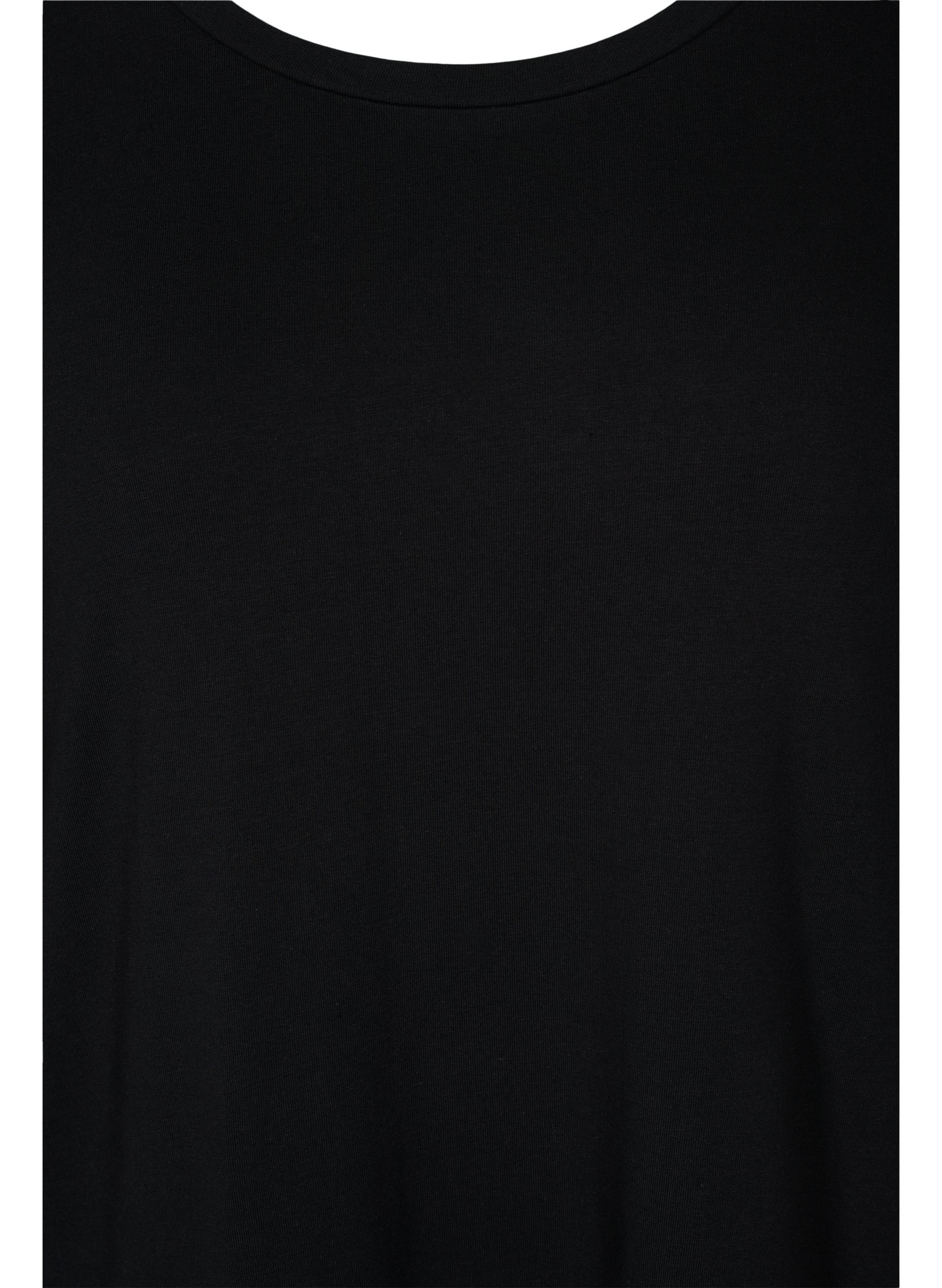 Midikjole i bomuld med slids, Black, Packshot image number 2