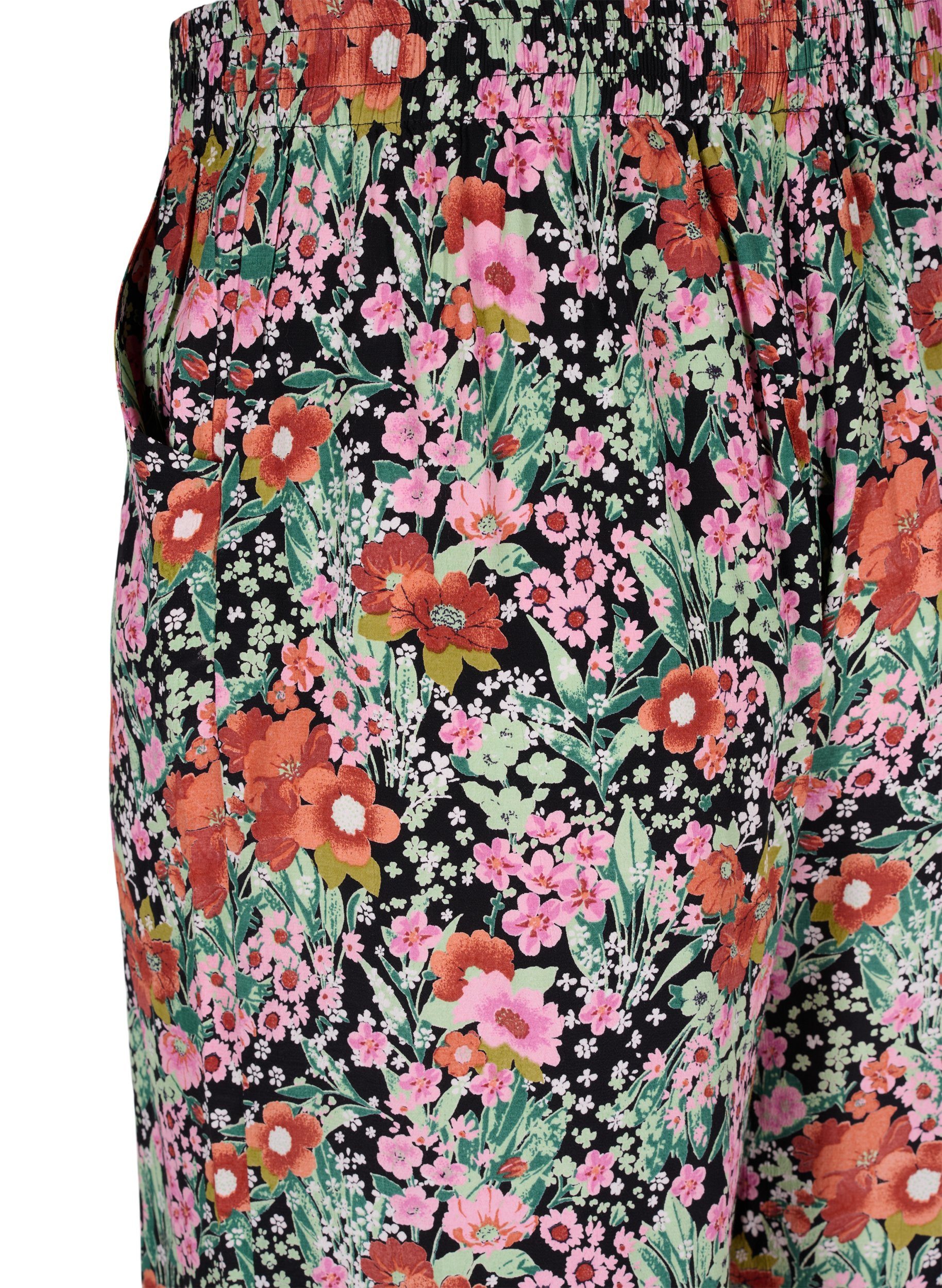 Blomstrede culottebukser med lommer, Green Flower AOP, Packshot image number 3