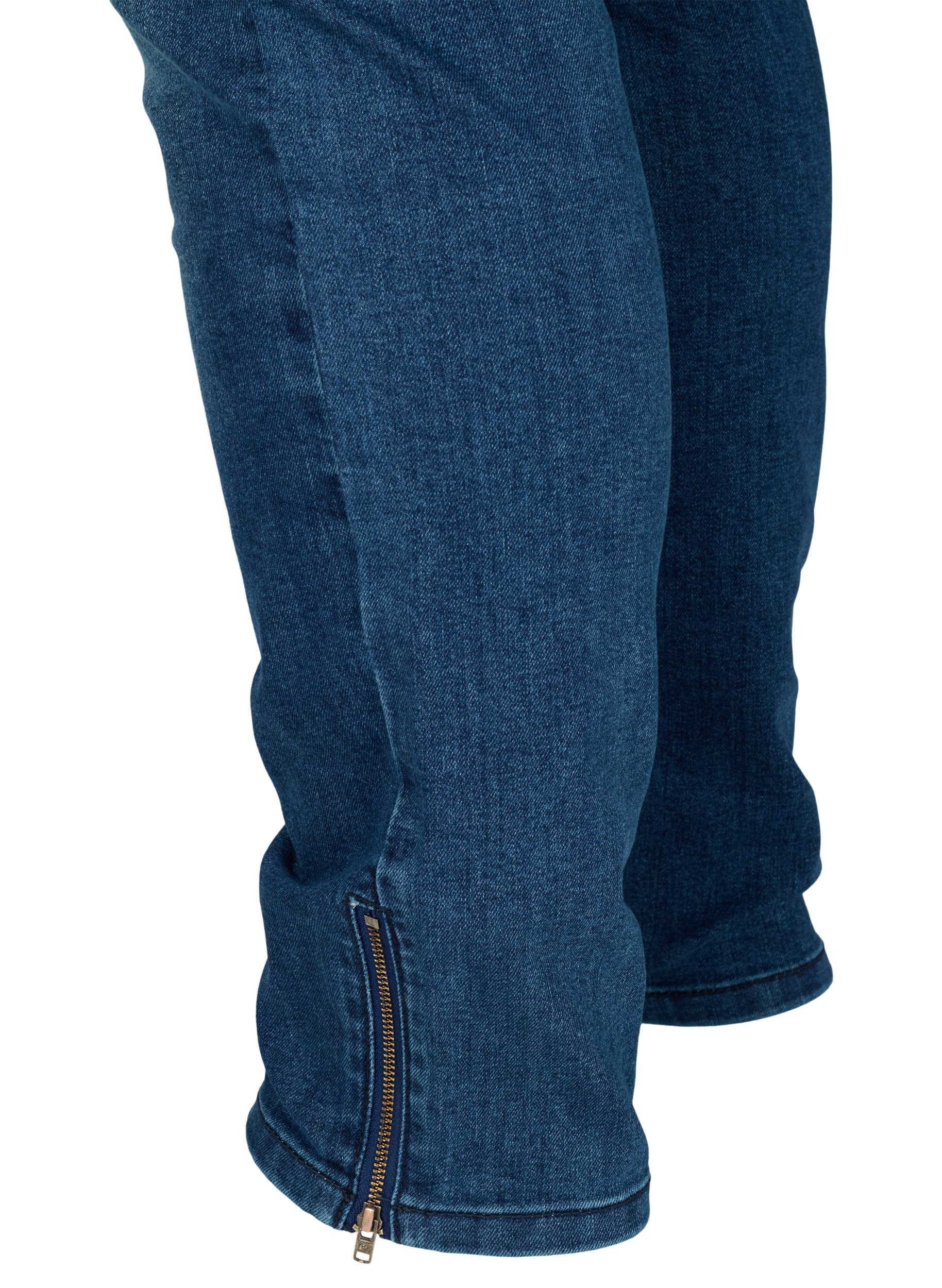 Ekstra slim Sanna jeans med lynlås, Blue denim, Packshot image number 3