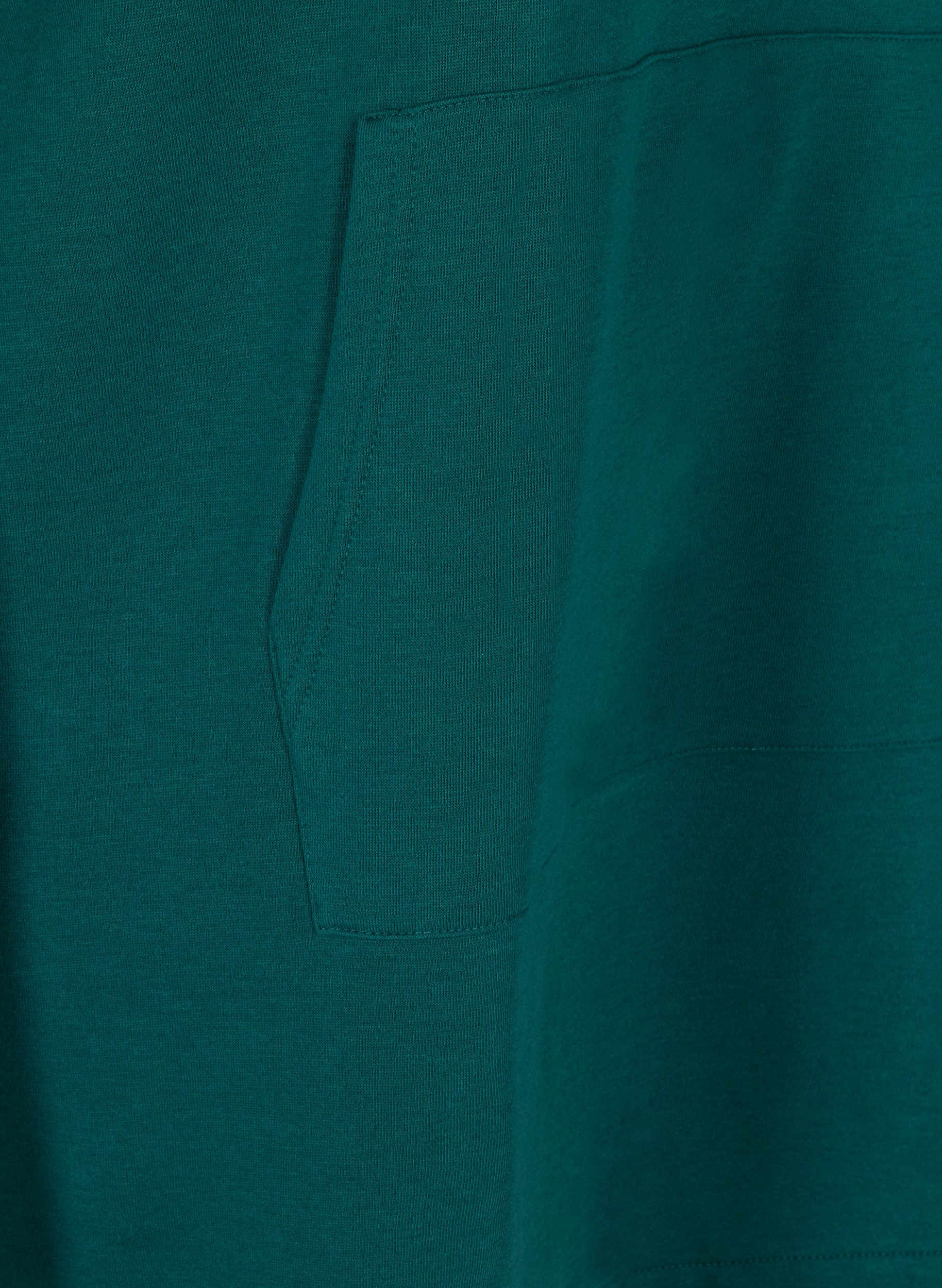 Lang sweatshirt med hætte, Deep Teal, Packshot image number 3