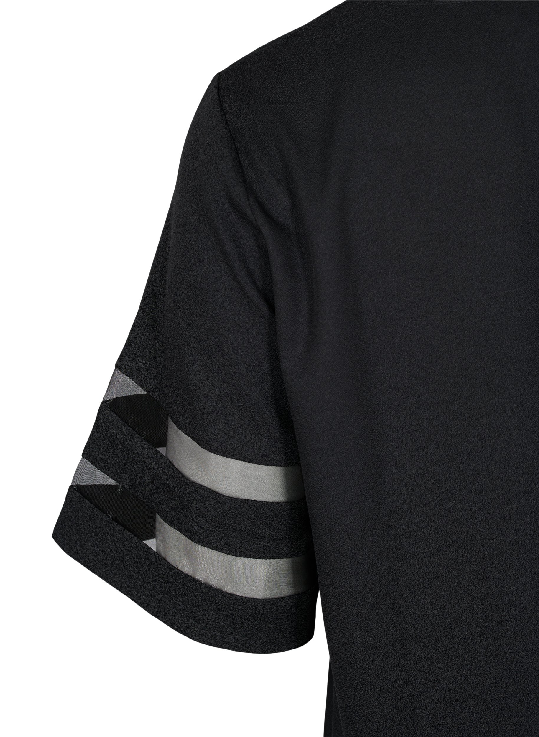 Kortærmet bluse med v-udskæring, Black, Packshot image number 3