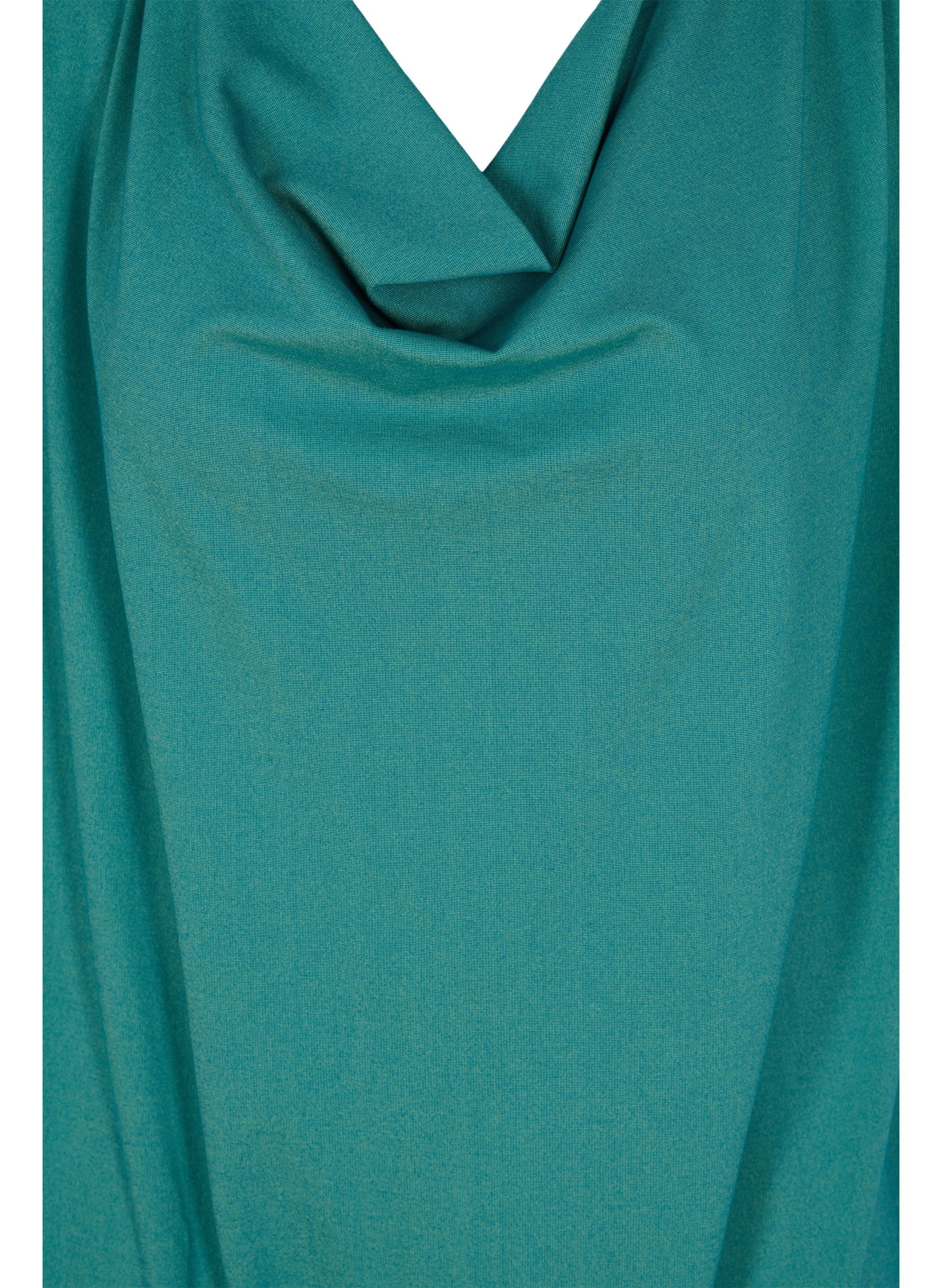 Ensfarvet tunika med 3/4 ærmer, Teal Green Melange, Packshot image number 2